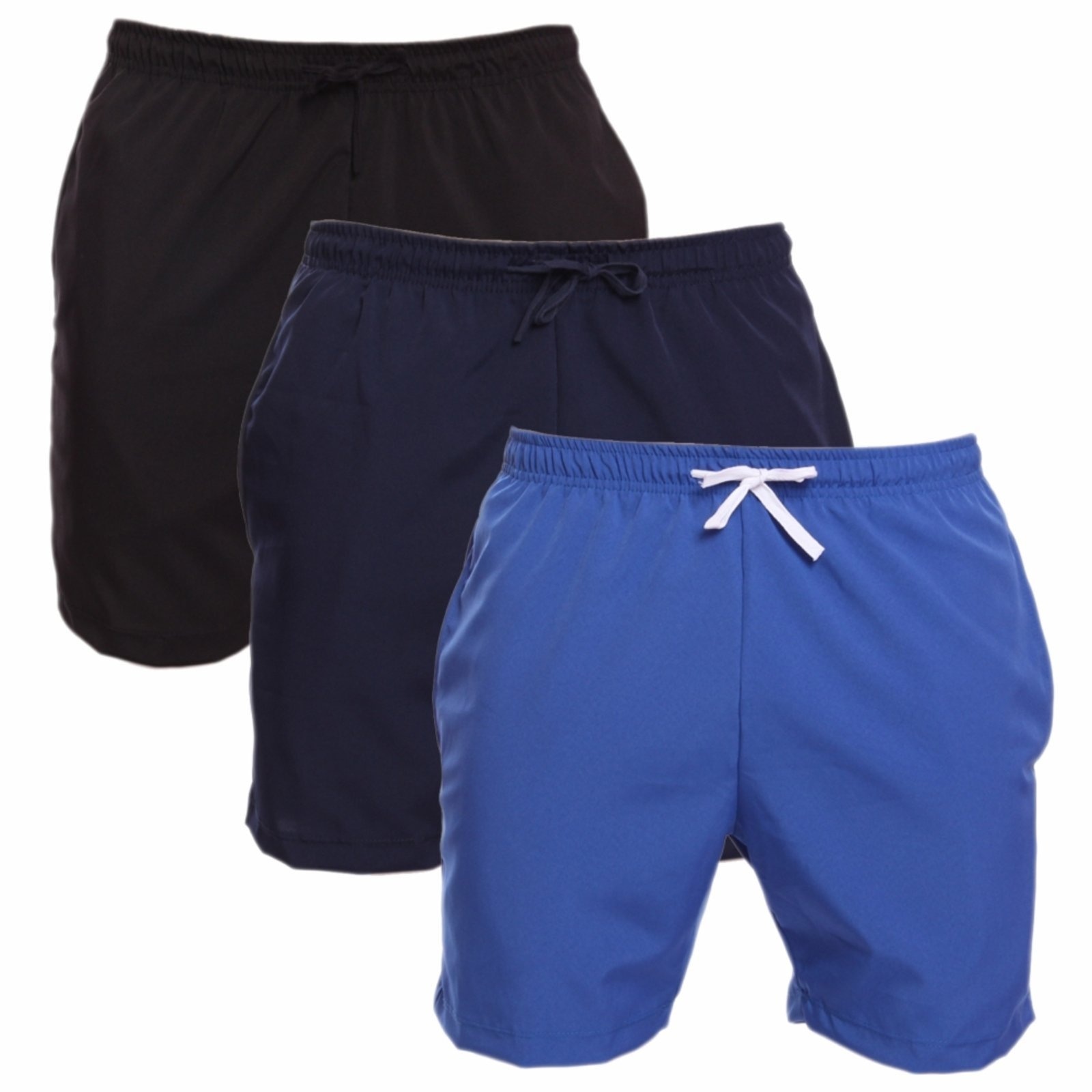 Imagem principal Kit 3 Shorts Tactel Masculino Adulto Estilo Mauricinho Praia Piscina Preto/Azul Royal ADRIBEN preto azul