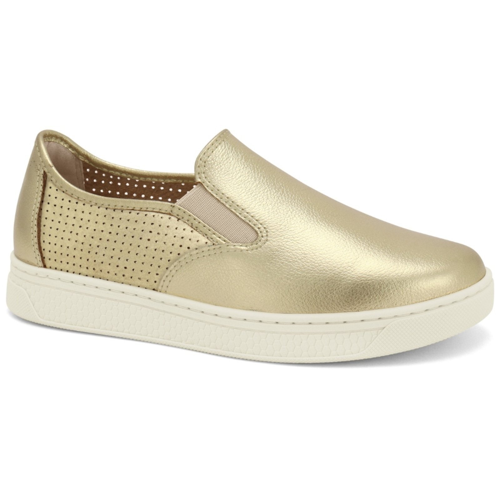 Imagem principal Tênis Feminino Calce Fácil Couro Ouro Comfortflex 2565301-1 Comfortflex dourado