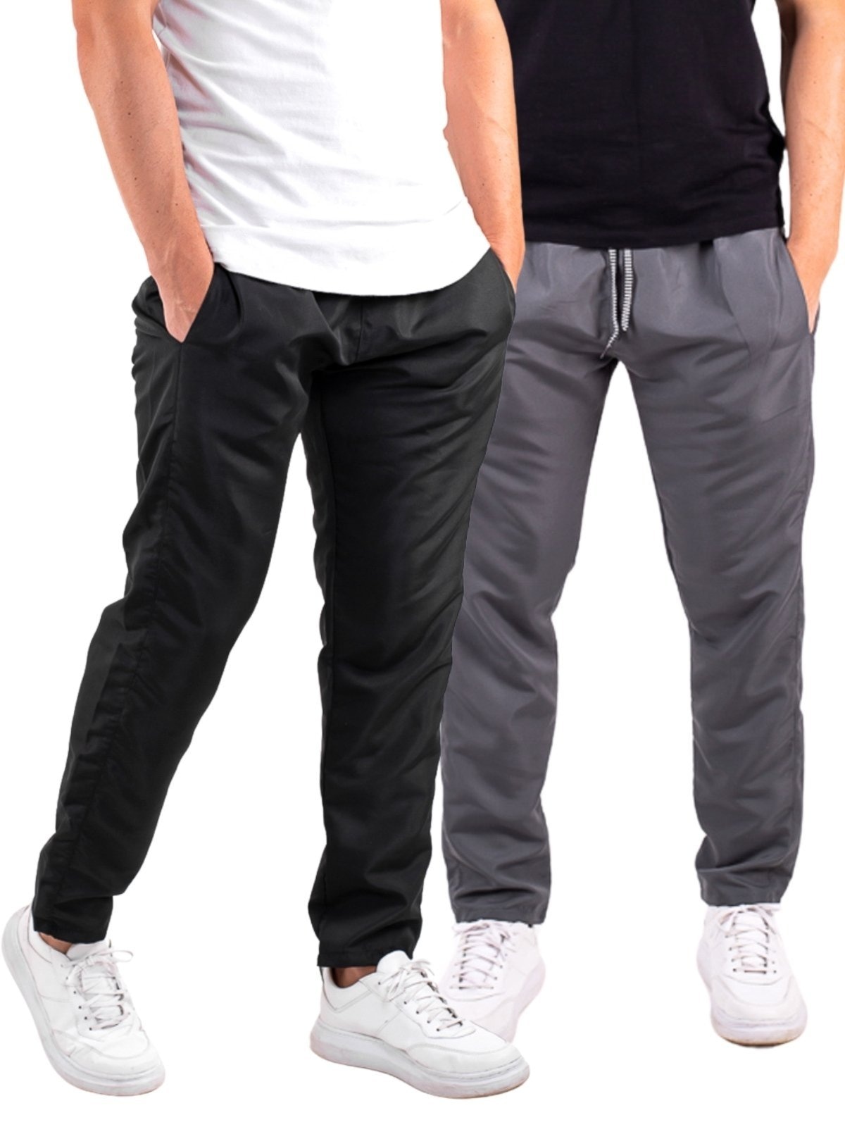 Imagem principal Kit 2 Calças Masculina Academia Treino Tactel com Bolsos Laterais Frent's cinza/grafite/multicolorido/preto