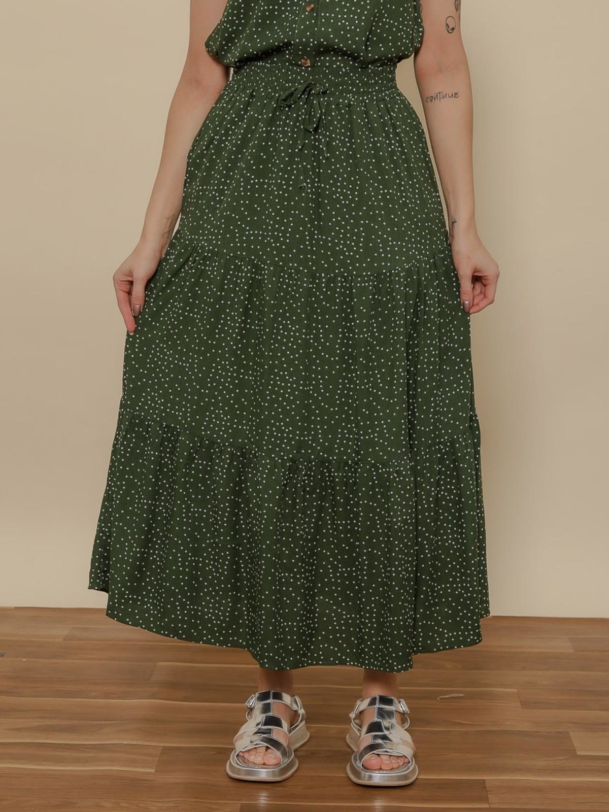 Imagem principal Saia Midi Bolinhas Aura verde