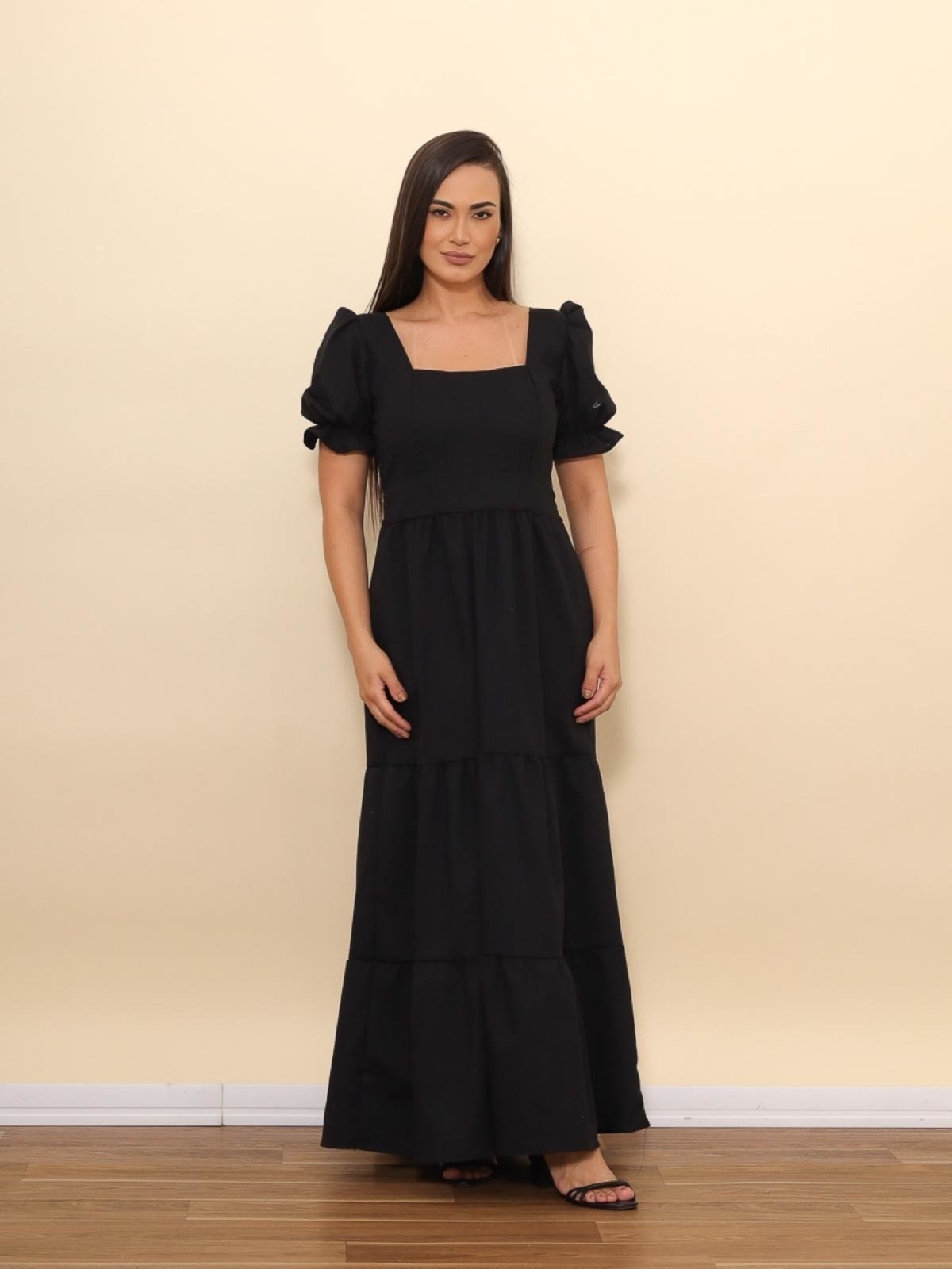 Imagem principal Vestido Cíntia Longo Linho Aura preto