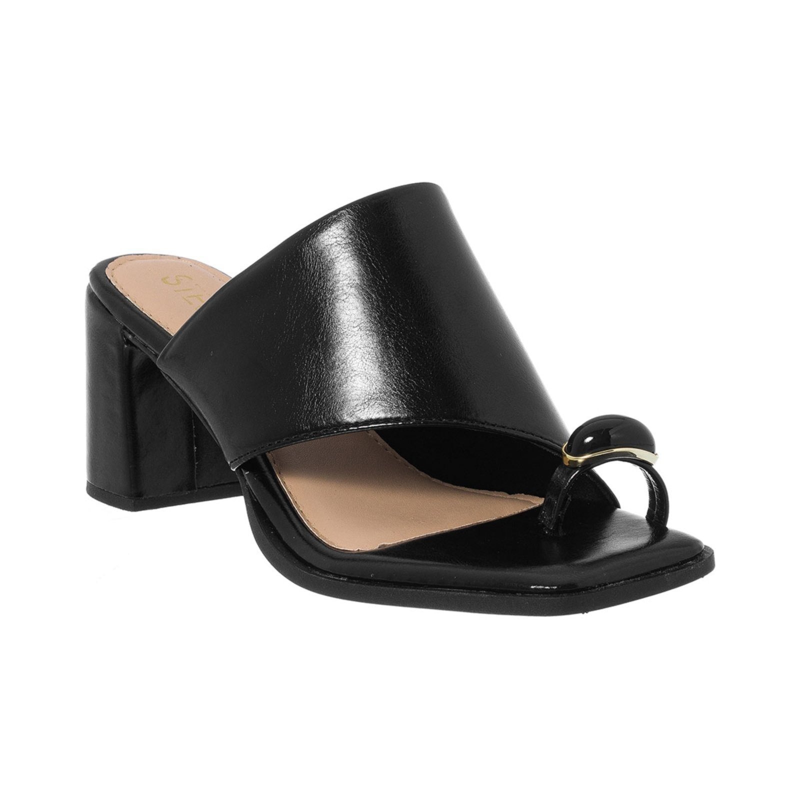 Imagem principal Sandália Tamanco Feminino Dedo Salto Casual Confortável Stessy Shoes preto