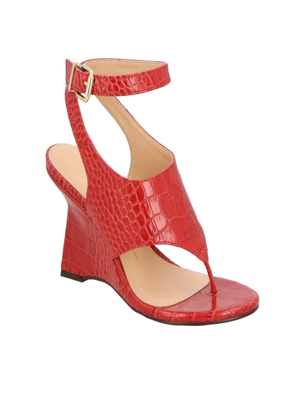 Imagem principal Sandalia Luiza Barcelos Anabela De Dedo Em Couro Croco Luiza Barcelos vermelho
