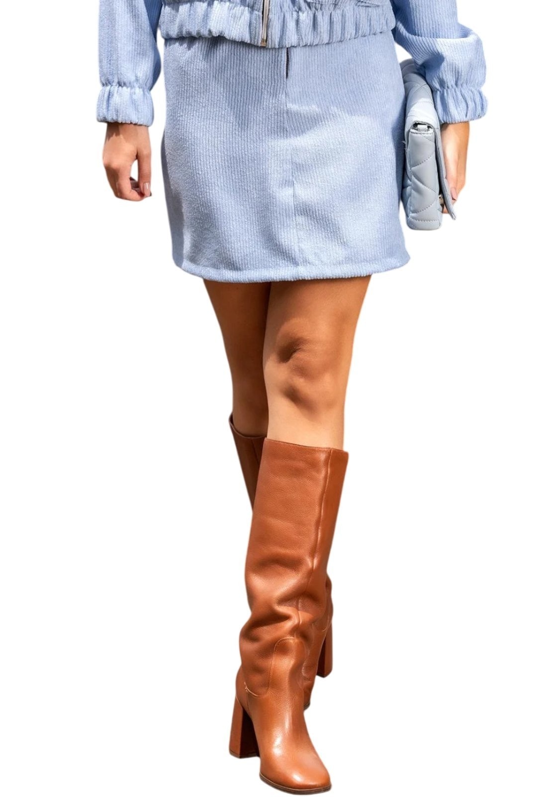 Imagem principal Saia Em Tecido Cotelê Claro Quintess azul