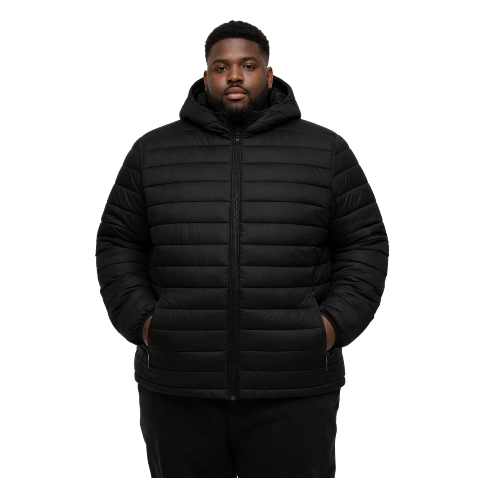 Imagem principal Jaqueta Puffer Plus Size Relaxado Masculina Preto Relaxado azul