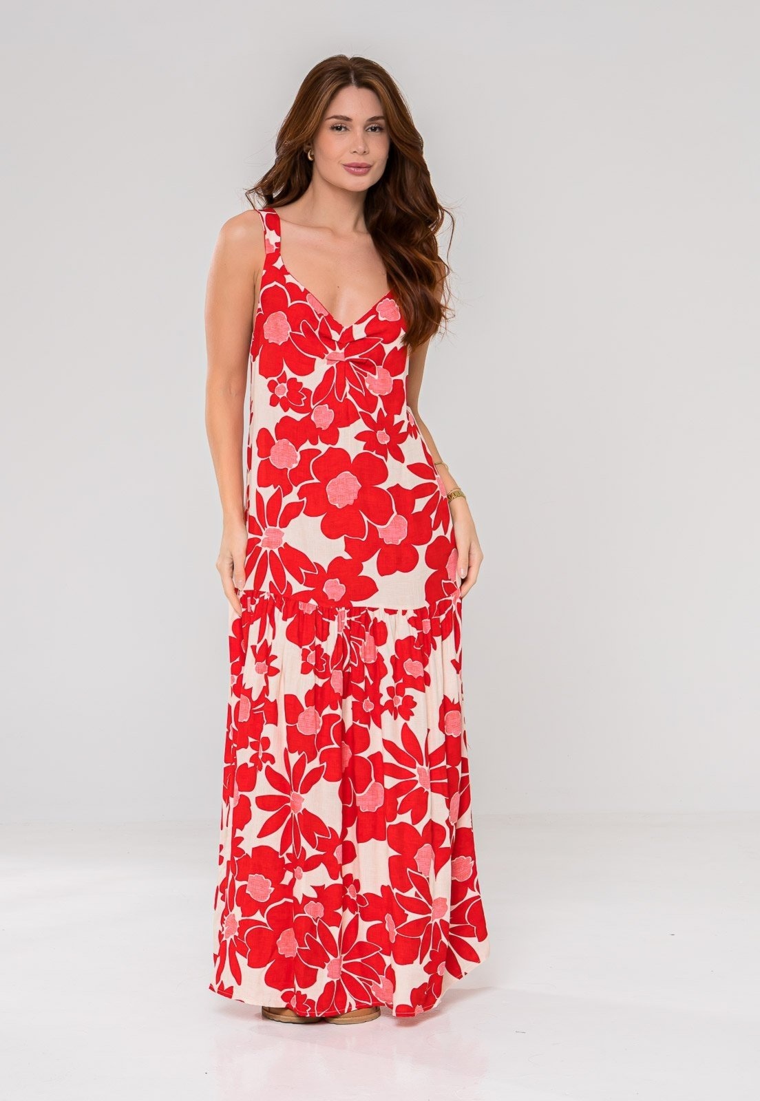 Imagem principal Vestido Aura Longo Valesca Floral Aura vermelho