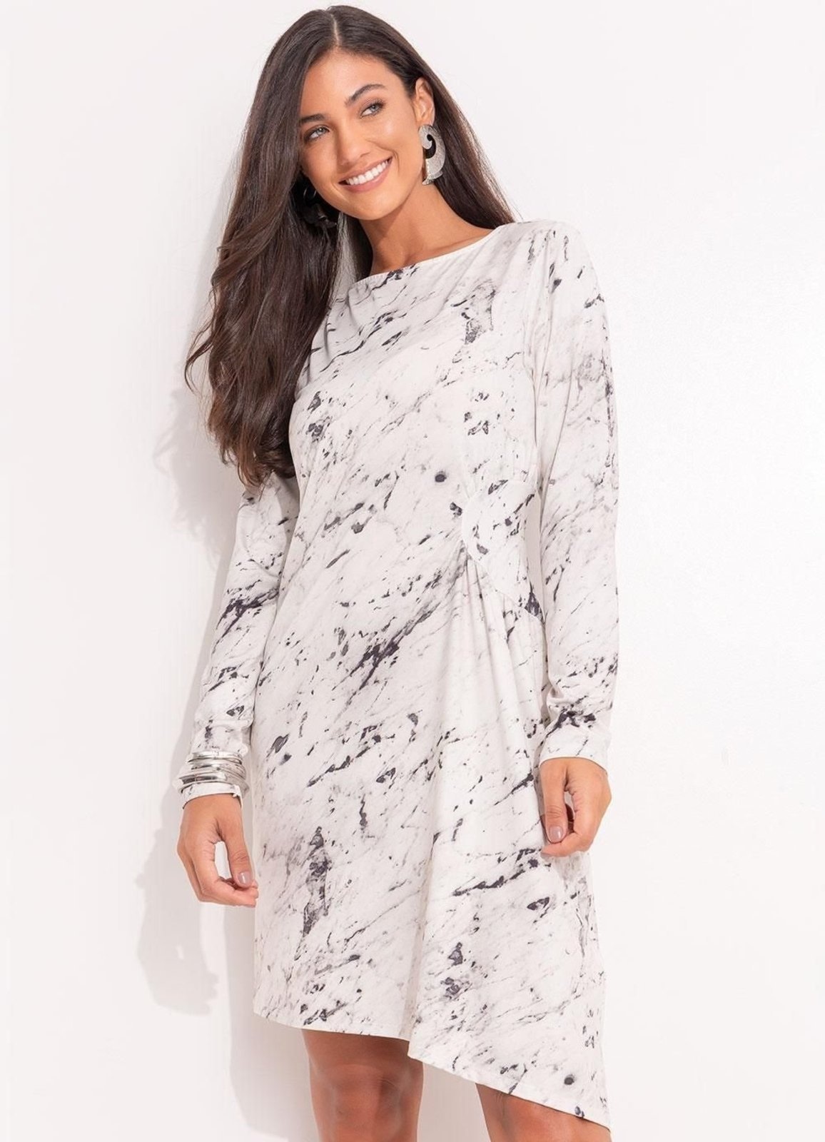 Imagem principal Vestido Poliflex Marmorizado Colorido Quintess branco