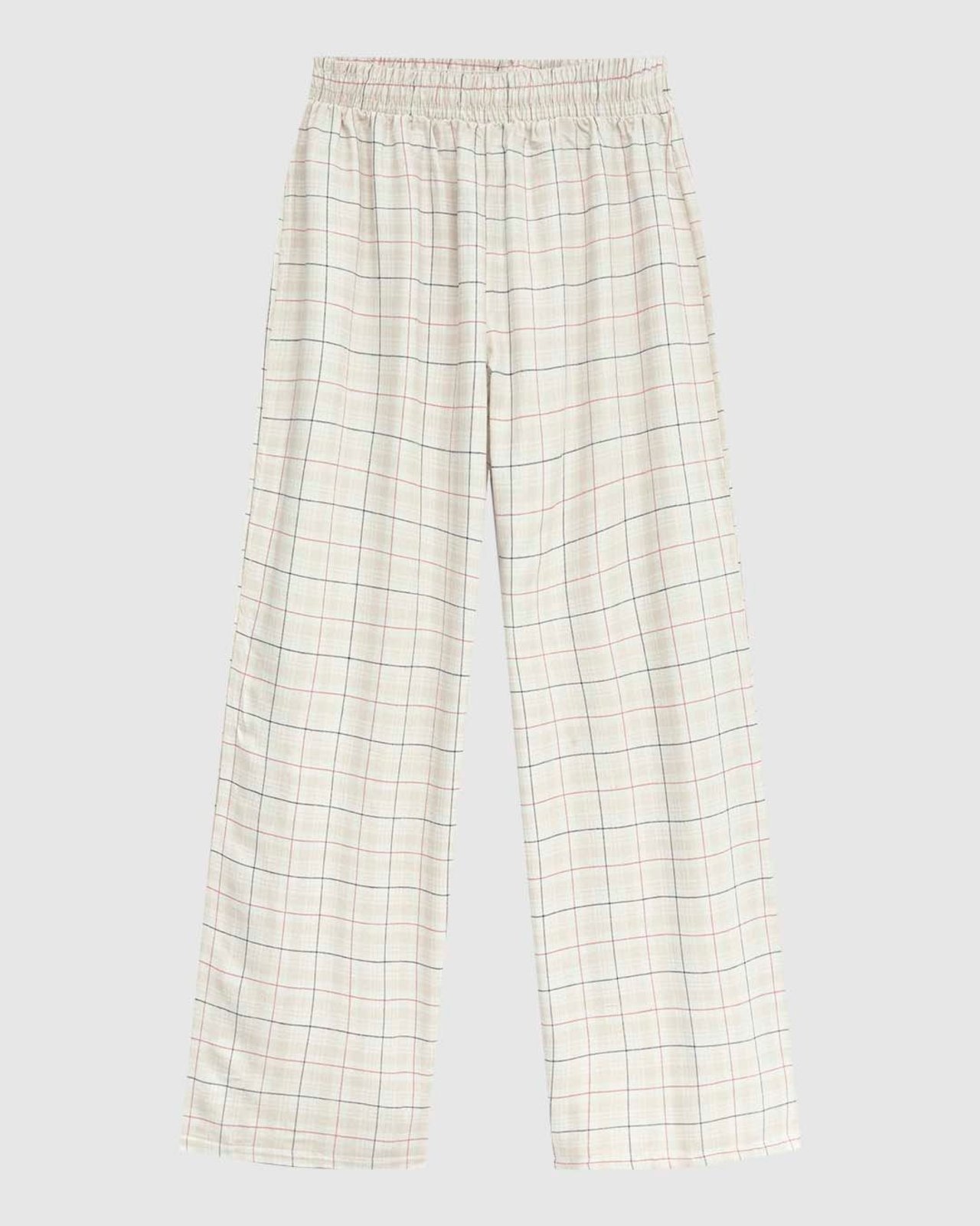 Imagem principal Calça Wide Leg Feminina Cós Elástico Em Tricoline Quadriculado Malwee marrom