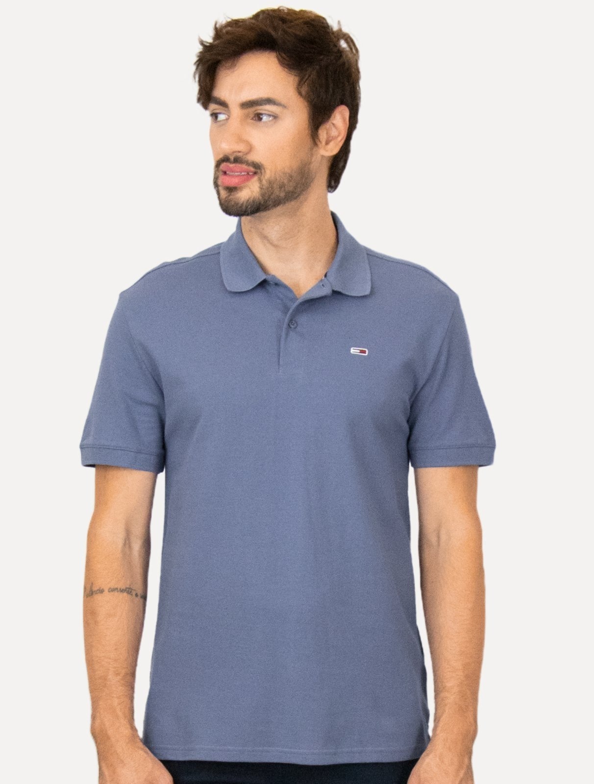 Imagem principal Polo Tommy Jeans Masculina Piquet Regular Placket Índigo Tommy Jeans azul