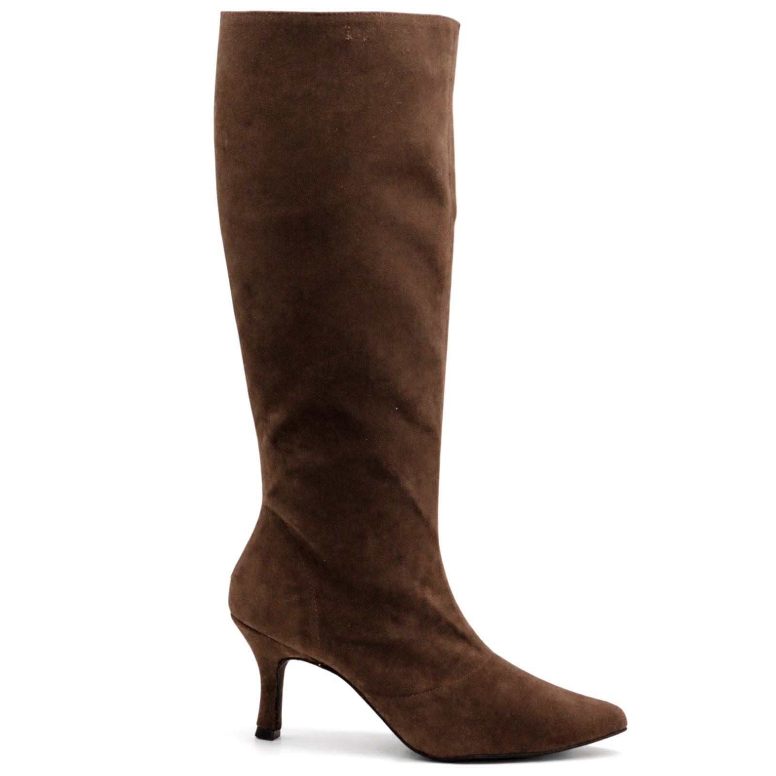 Imagem principal Bota Feminina Cano Alto Salto Fino Baixo Elegante Chic 17005 Camurça Flor da Pele marrom