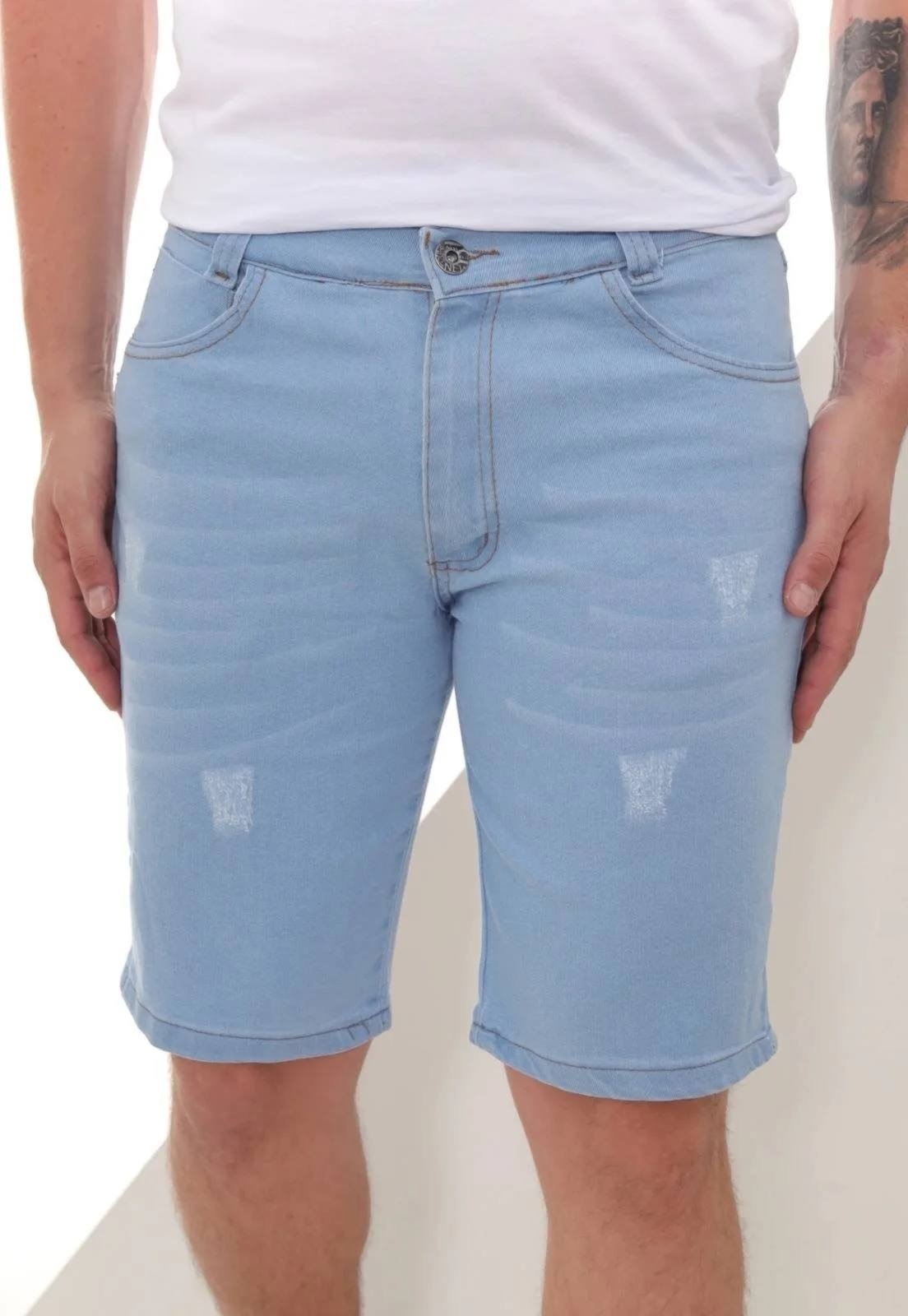 Imagem principal Bermuda Jeans Masculina Premium Fashion com Detalhes Puídos ER ESTILO RENOVADO azul