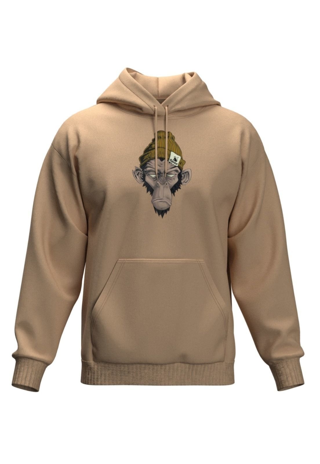 Imagem principal Moletom Forro Flanelado Estampado Com Capuz E Bolso Canguru Blusa De Frio Relaxado bege