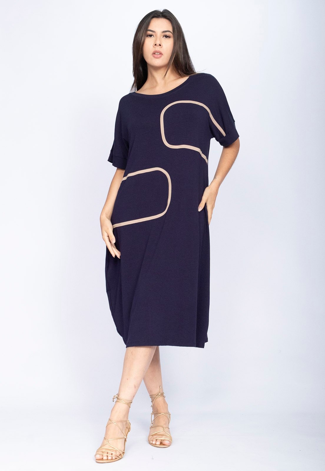 Imagem principal Vestido Amazonia Vital Tribalê Malha Midi Plus Amazonia Vital azul/estampado azul