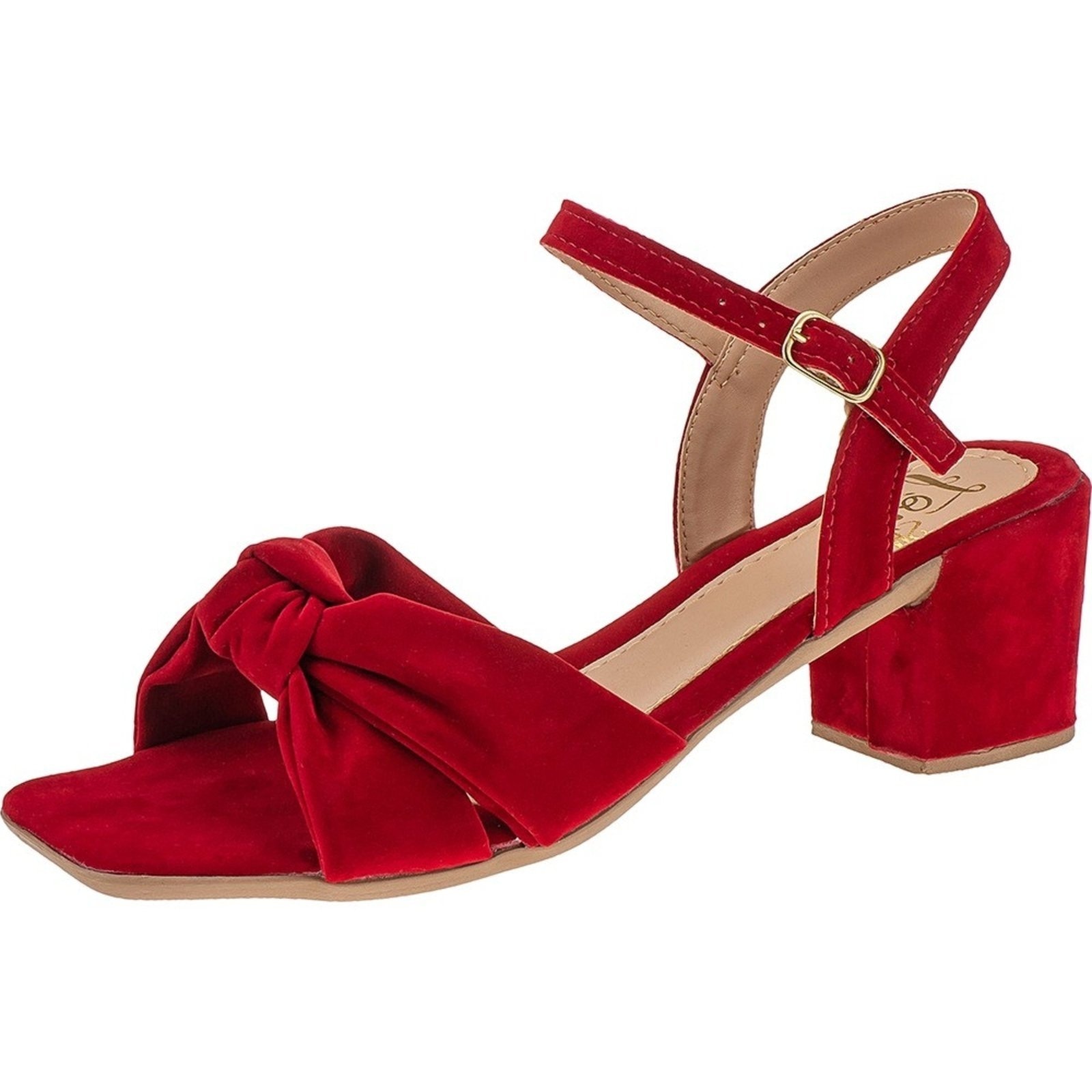 Imagem principal Sandalia Feminina Lóris Shoes Tiras Cruzada em Nó Saltinho Medio Festa Confort 102 LÓRIS SHOES vermelho