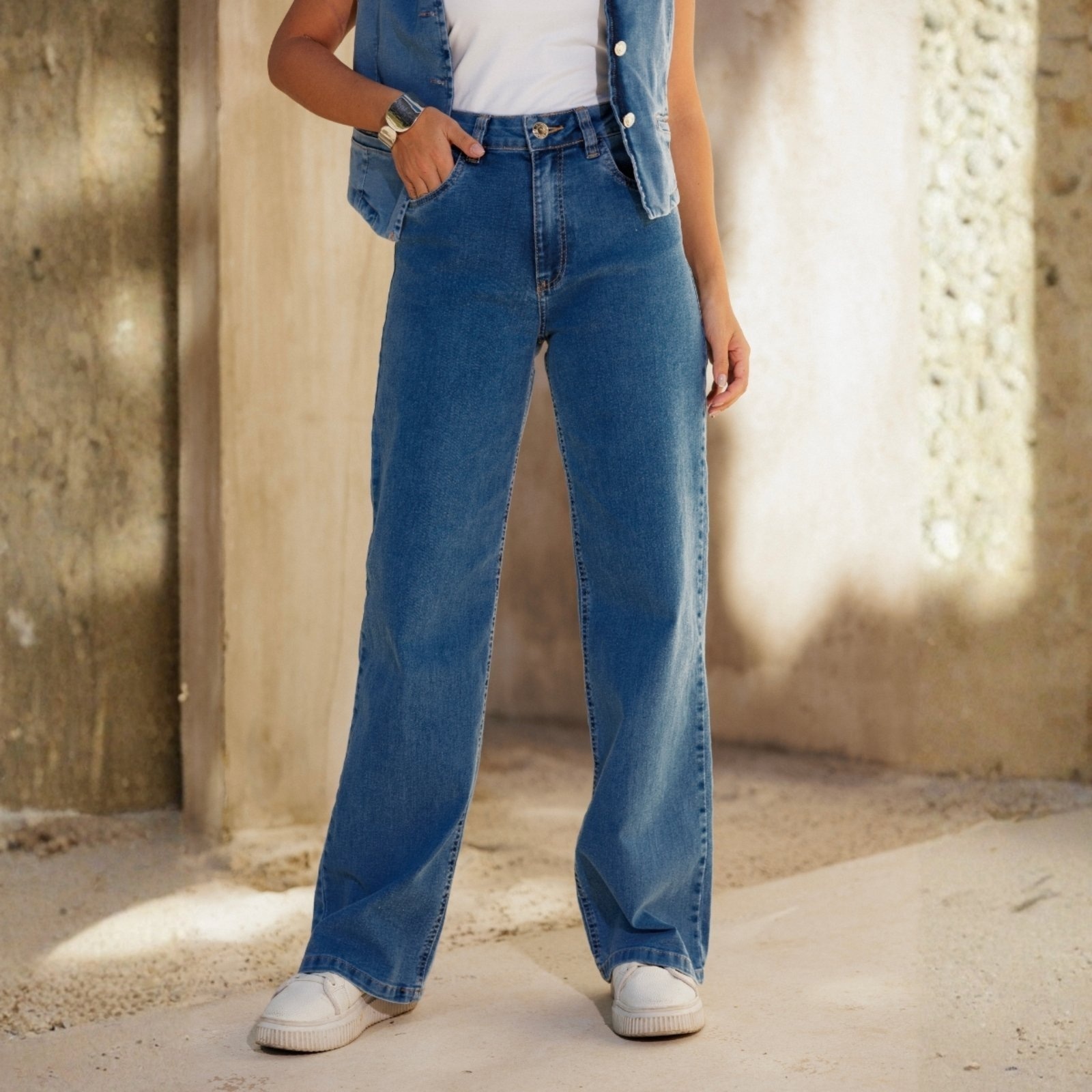 Imagem principal Calça Jeans Wide Leg Barra Normal Feminino Revanche Laurento Revanche unico