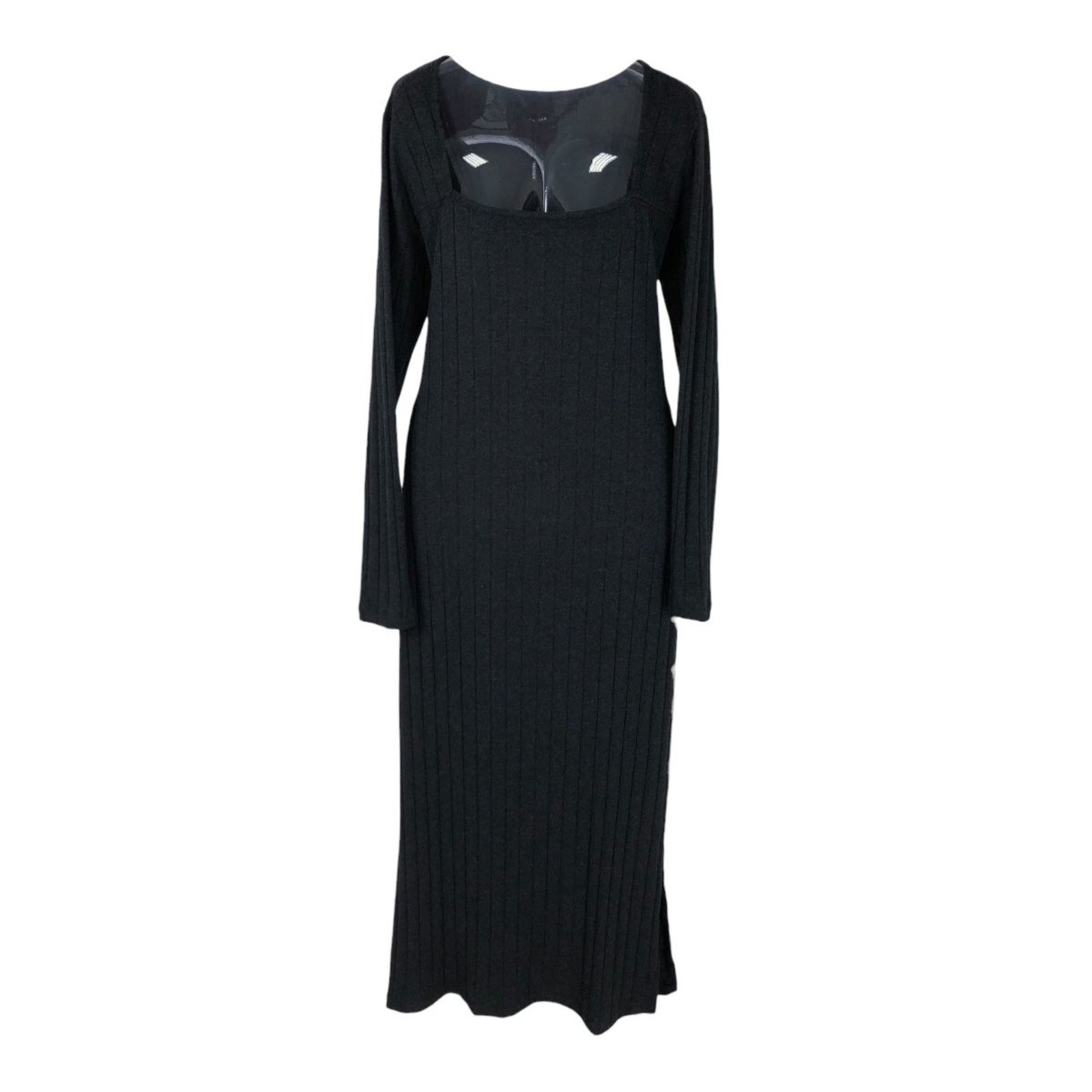 Imagem principal Vestido Canelado Midi Manga Longa Triton Triton preto