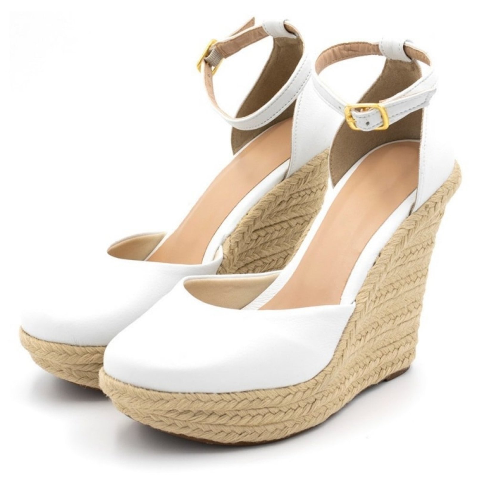 Imagem principal Sandália Feminina Anabela Napa Branca Lançamento Flor da Pele branco