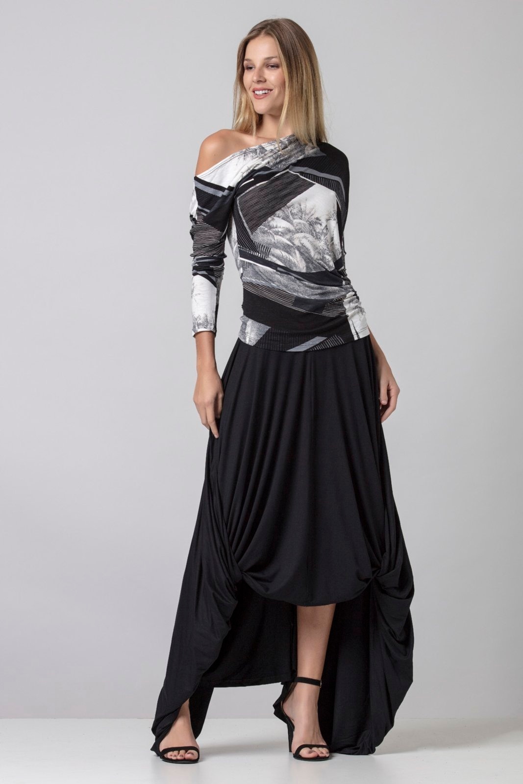 Imagem principal Saia Longa Amazonia Vital Malha Nó Hippie Chic Preta Amazonia Vital preto