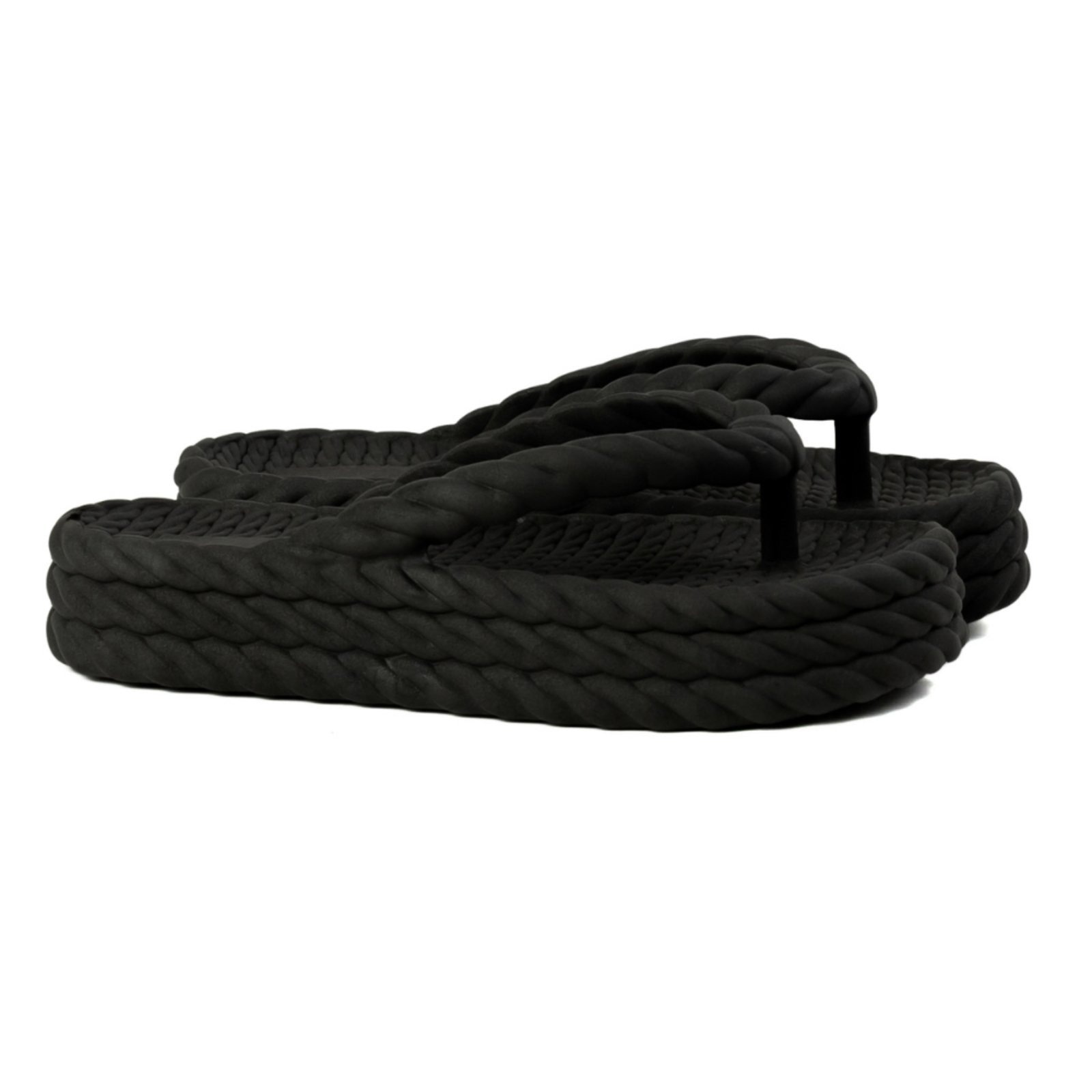 Imagem principal Chinelo Nuvem Feminino Plataforma Trançado Corda De Dedo Moda Casual Premium CARMELO SHOES preto