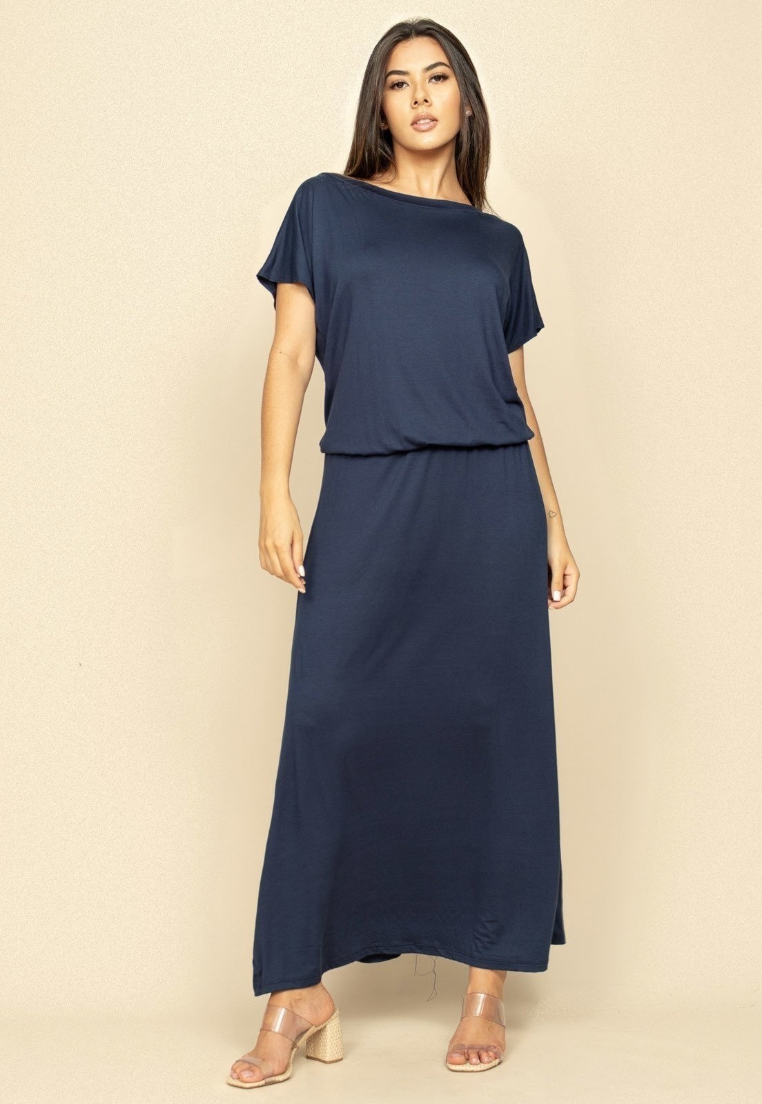 Imagem principal Vestido Longo Morcego Malha Marinho Amazonia Vital azul