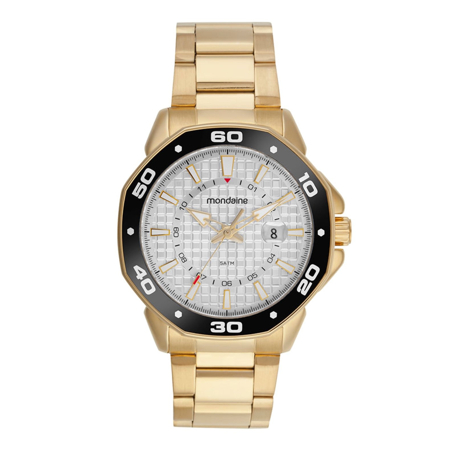 Imagem principal Relógio Masculino Octagonal Lupa Calendario Mondaine dourado