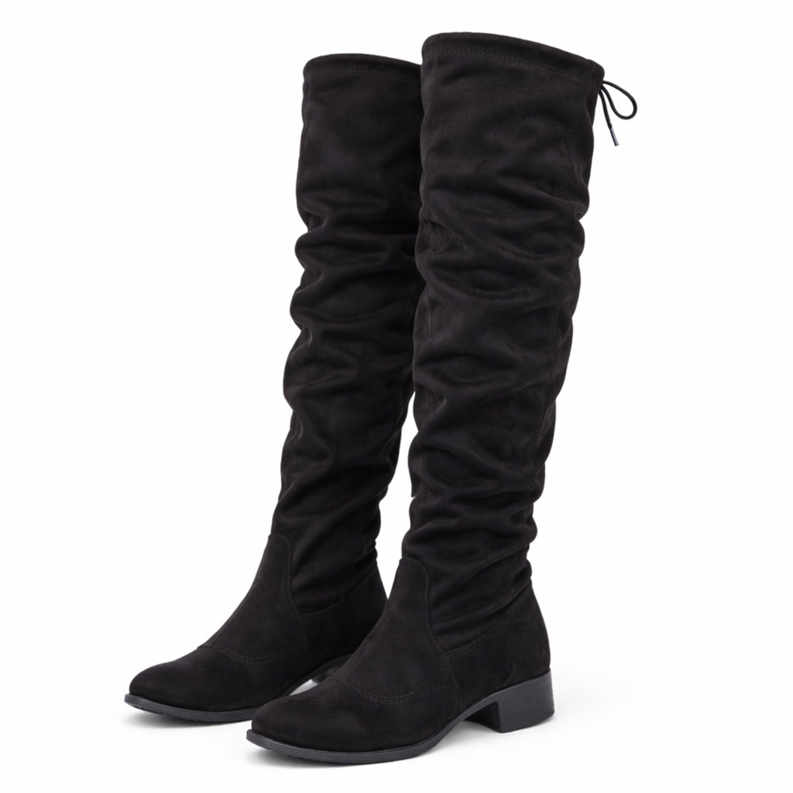 Imagem principal Bota Over Knee Feminina Cano Alto Longo Camurça Strech BIco Fino Confortável Preta Bia Ramos preto