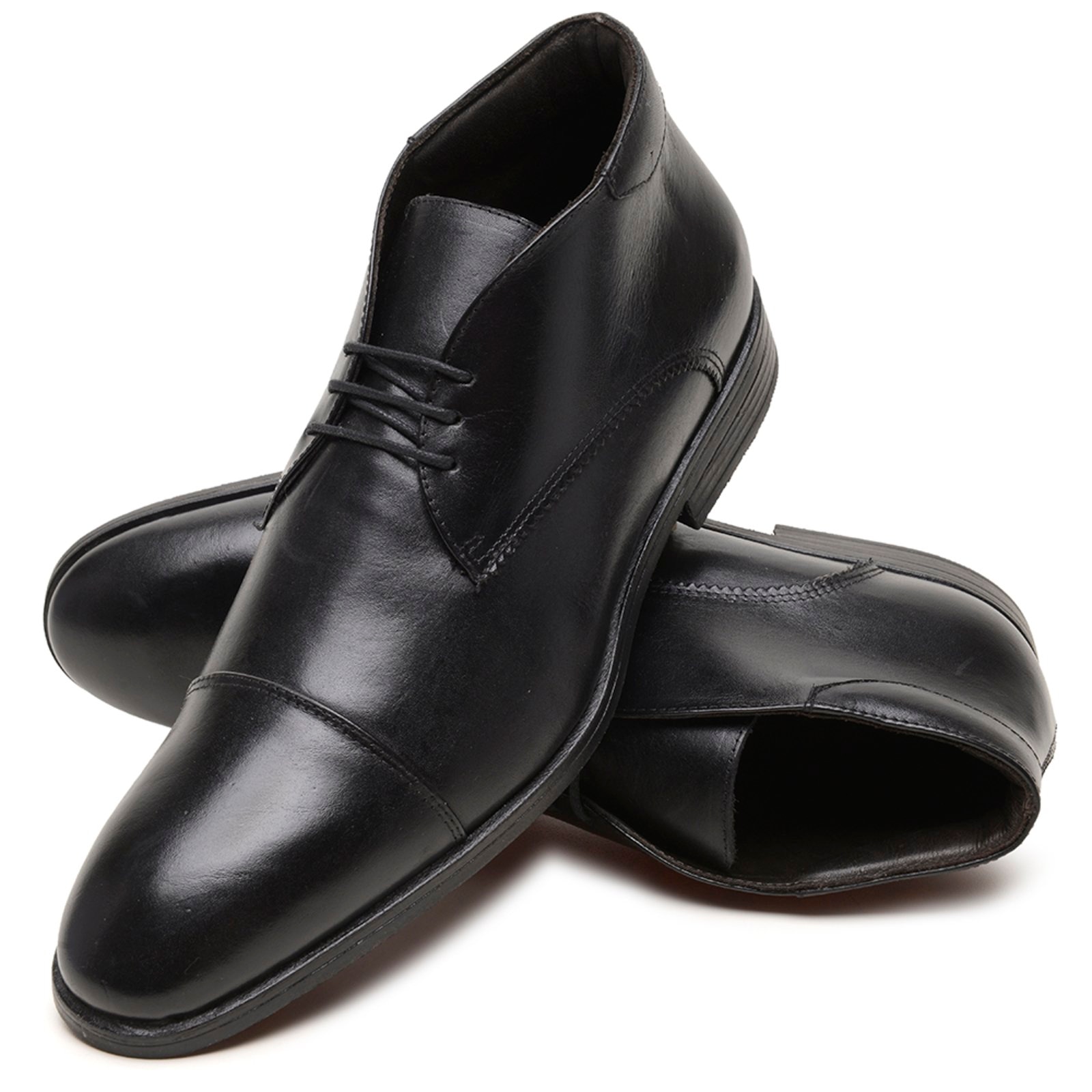 Imagem principal Sapato Masculino Couro Anna Andrade Bota Social Cano Baixo Brogue Elegante Moda Anna Andrade preto