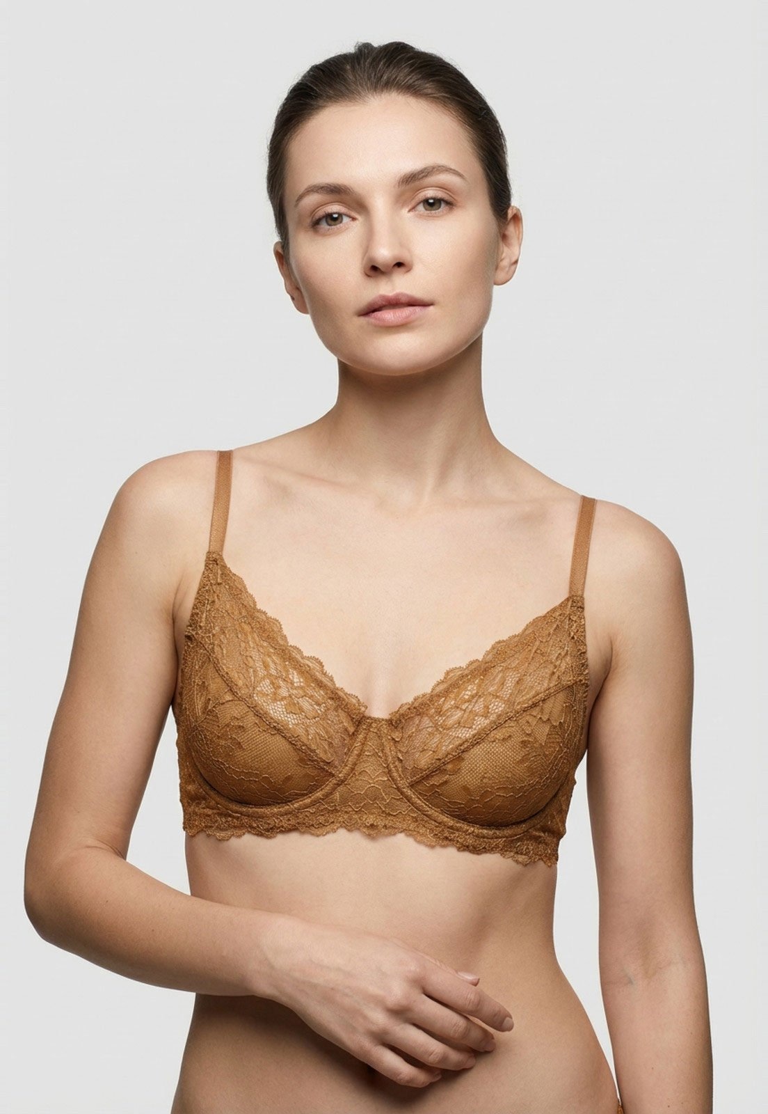 Imagem principal Sutiã Feminino Hope Meia-Taça Sem Bojo Renda com Aro Hope caramelo