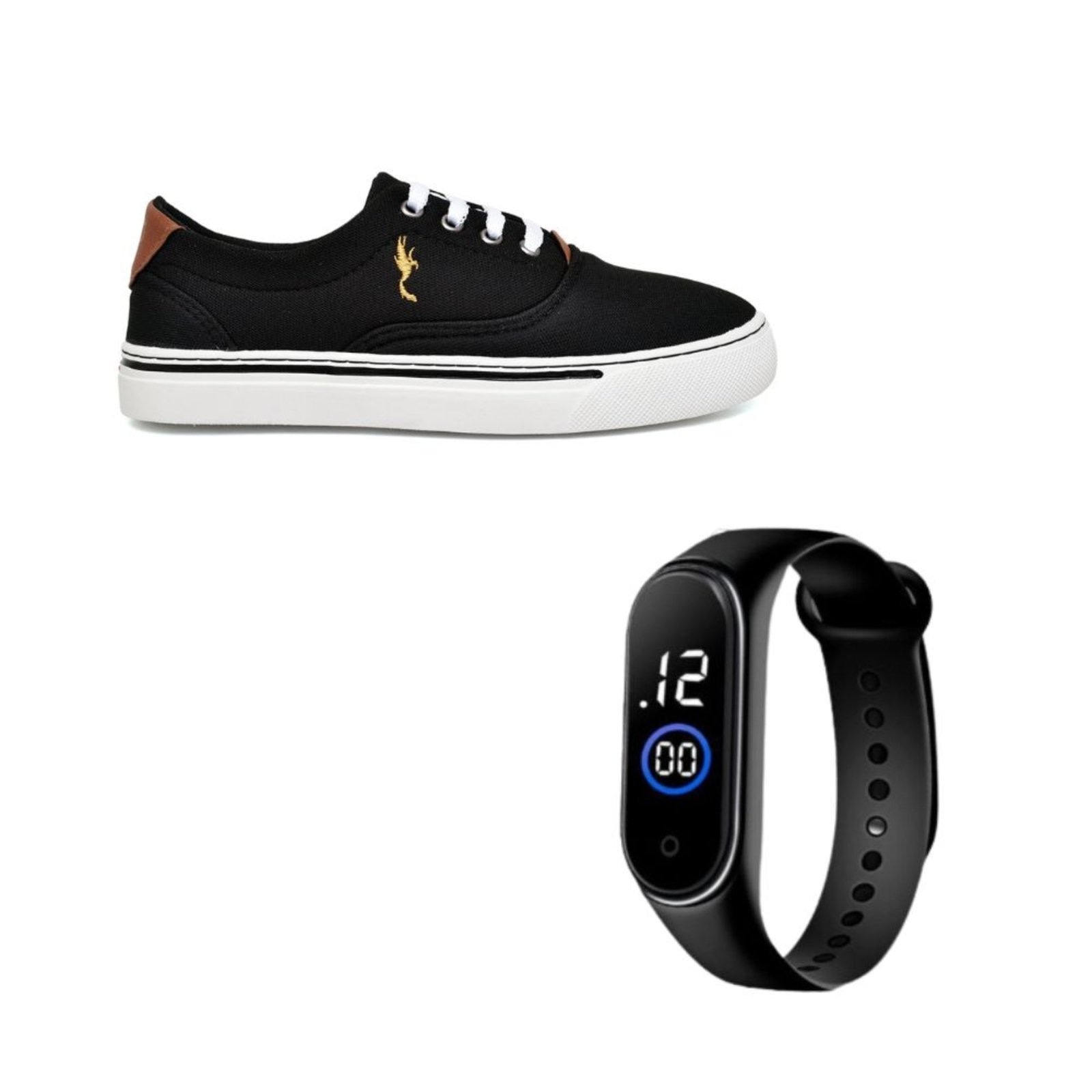 Imagem principal Tênis Feminino Casual Sola Baixa Polo Blu Preto com Relógio Digital do ao 40 Polo Blu preto blu