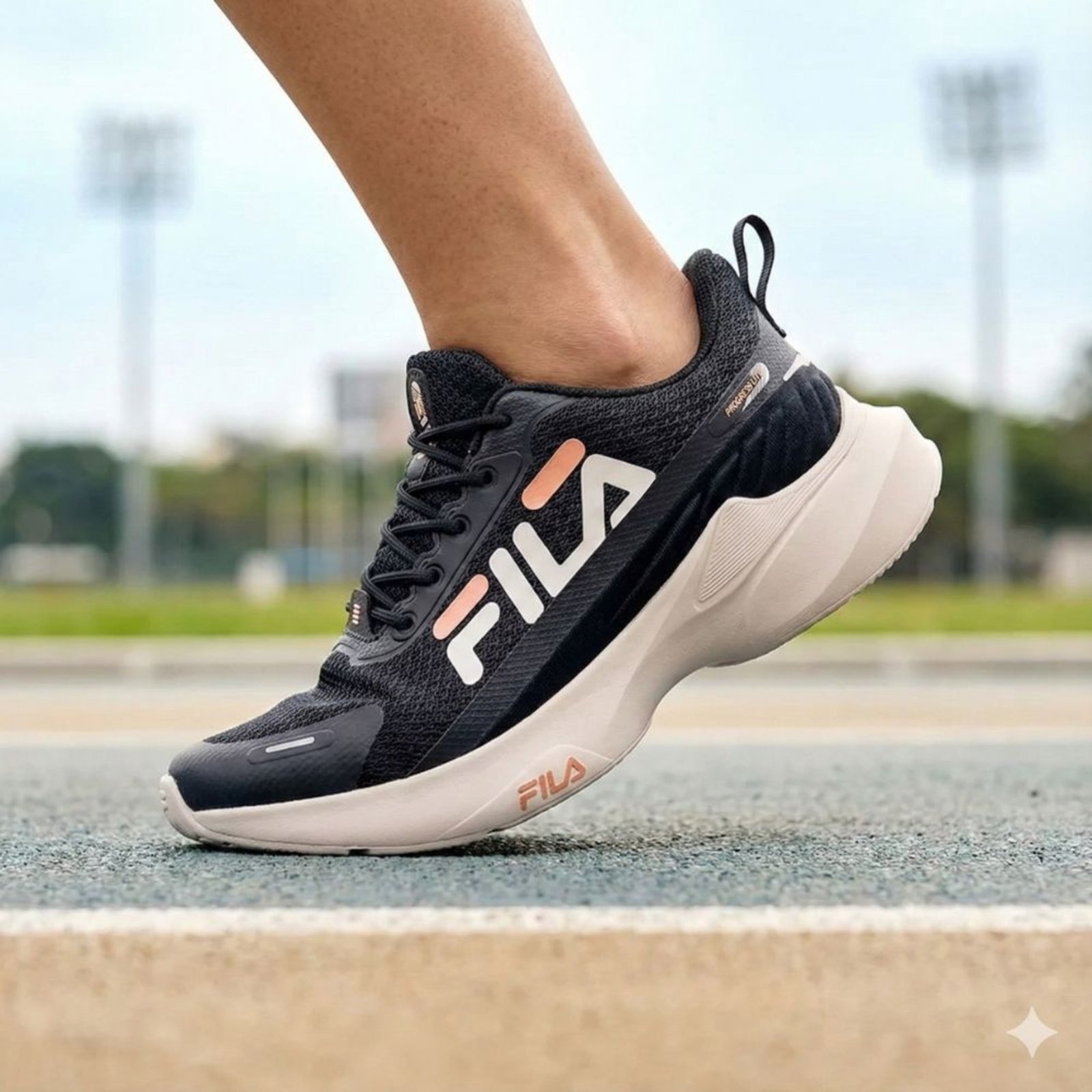 Imagem principal Tênis Feminino Fila Progress Lite Bege Claro Fila preto