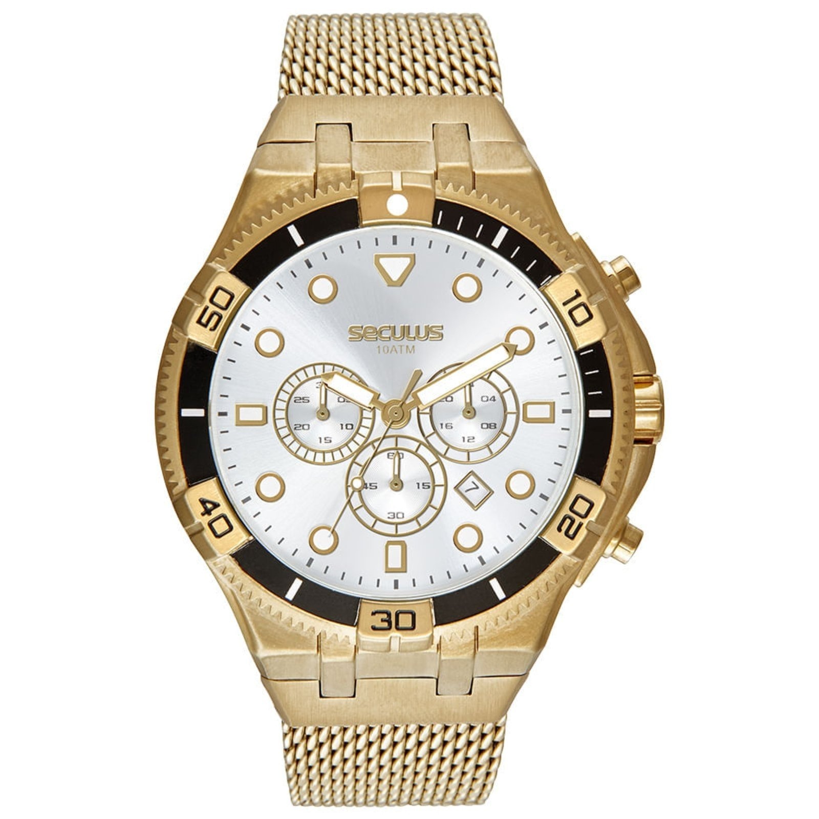 Imagem principal Relógio Seculus Masculino Cronógrafo Malha de Aço Seculus dourado
