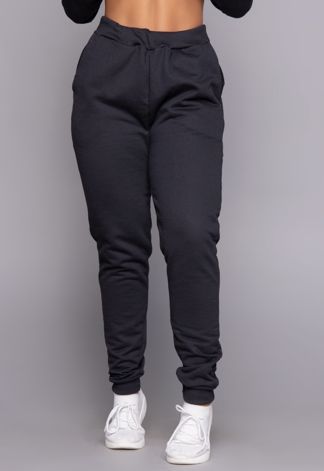 Imagem principal Calça Feminina Vekyo Moletinho Jogger Com Elástico e Bolsos VEKYO preto