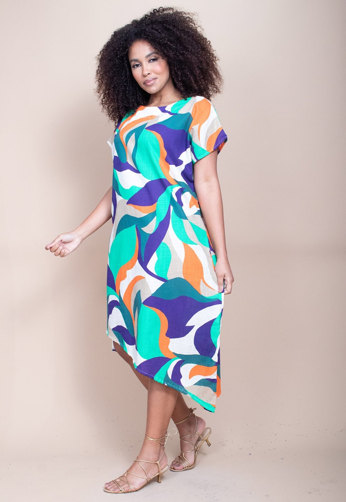 Imagem principal Vestido Cabanafree Midi Plano Estampa Brisa do Mar Cabanafree azul/estampado/laranja/verde