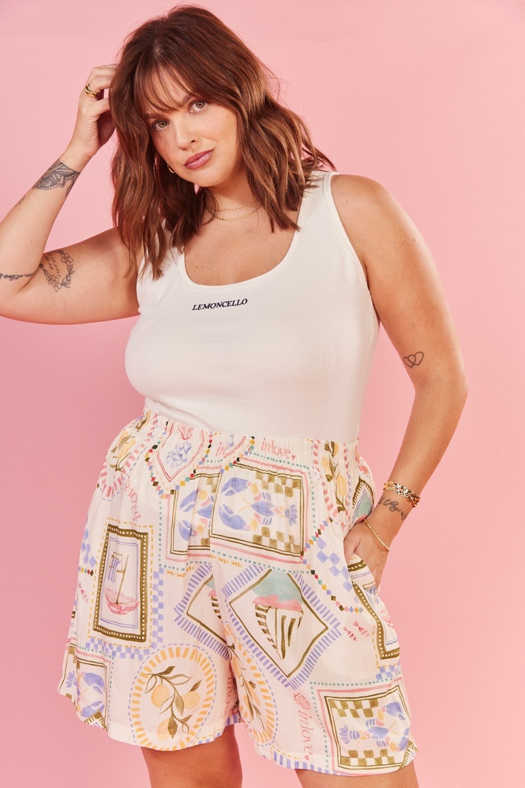 Imagem principal Shorts In Love Sun Estampado Geometrico Fundo Off White In Love off-white white