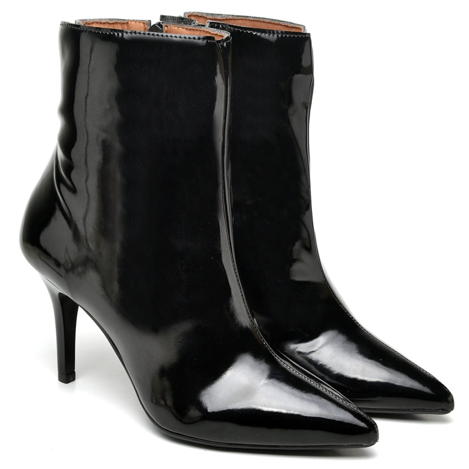 Imagem principal Bota Cano Curto Salto Fino Médio Verniz Ella's ZAFREM preto