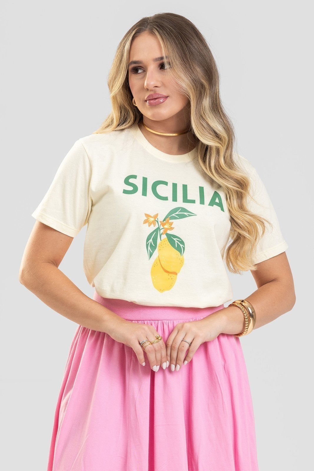 Imagem principal Camiseta Feminina Cianitas Amarela Estampa Sicilia Cianitas amarelo