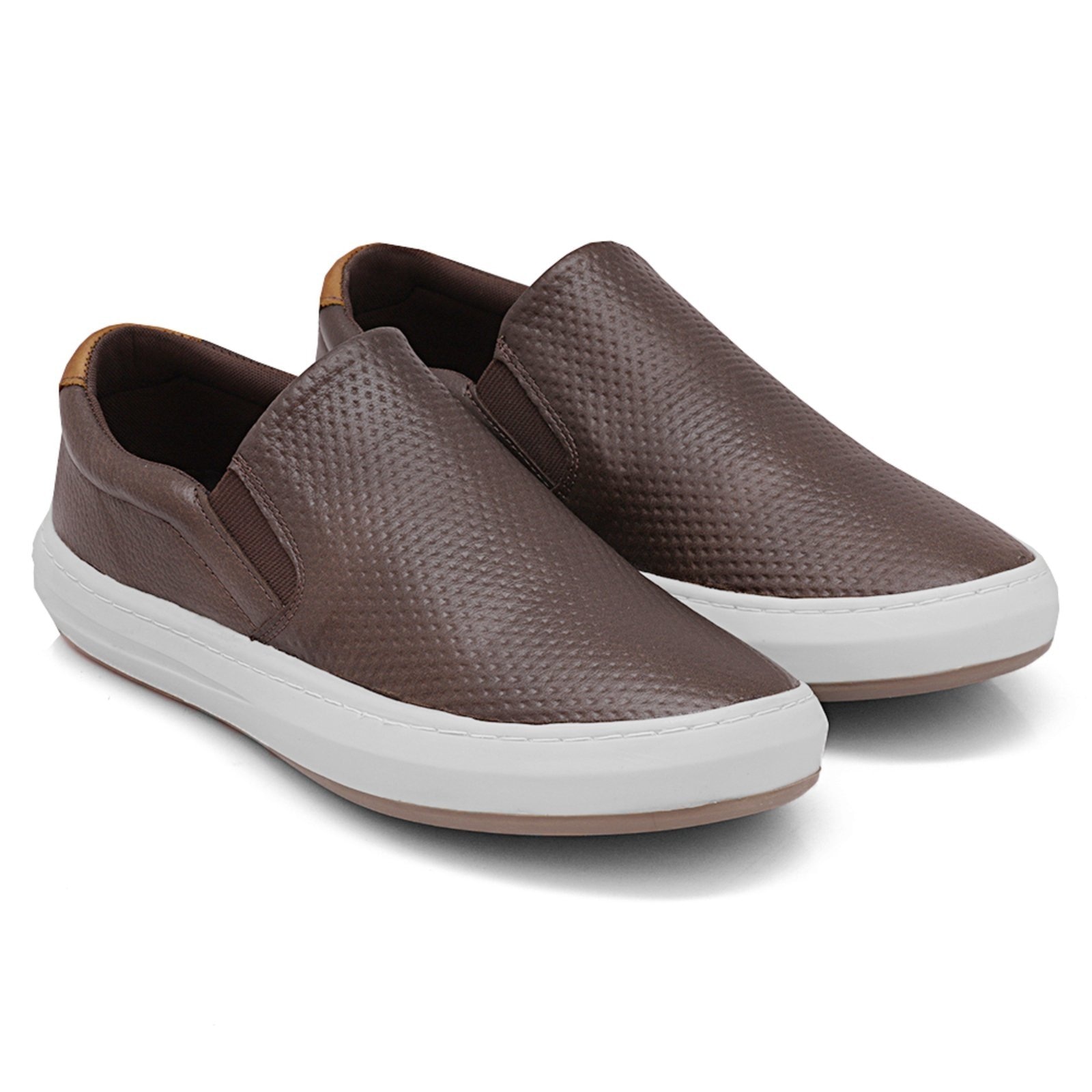 Imagem principal Tênis Slip On Casual De Couro Macio Calce Fácil Sola Caixa Nine4 café/marrom