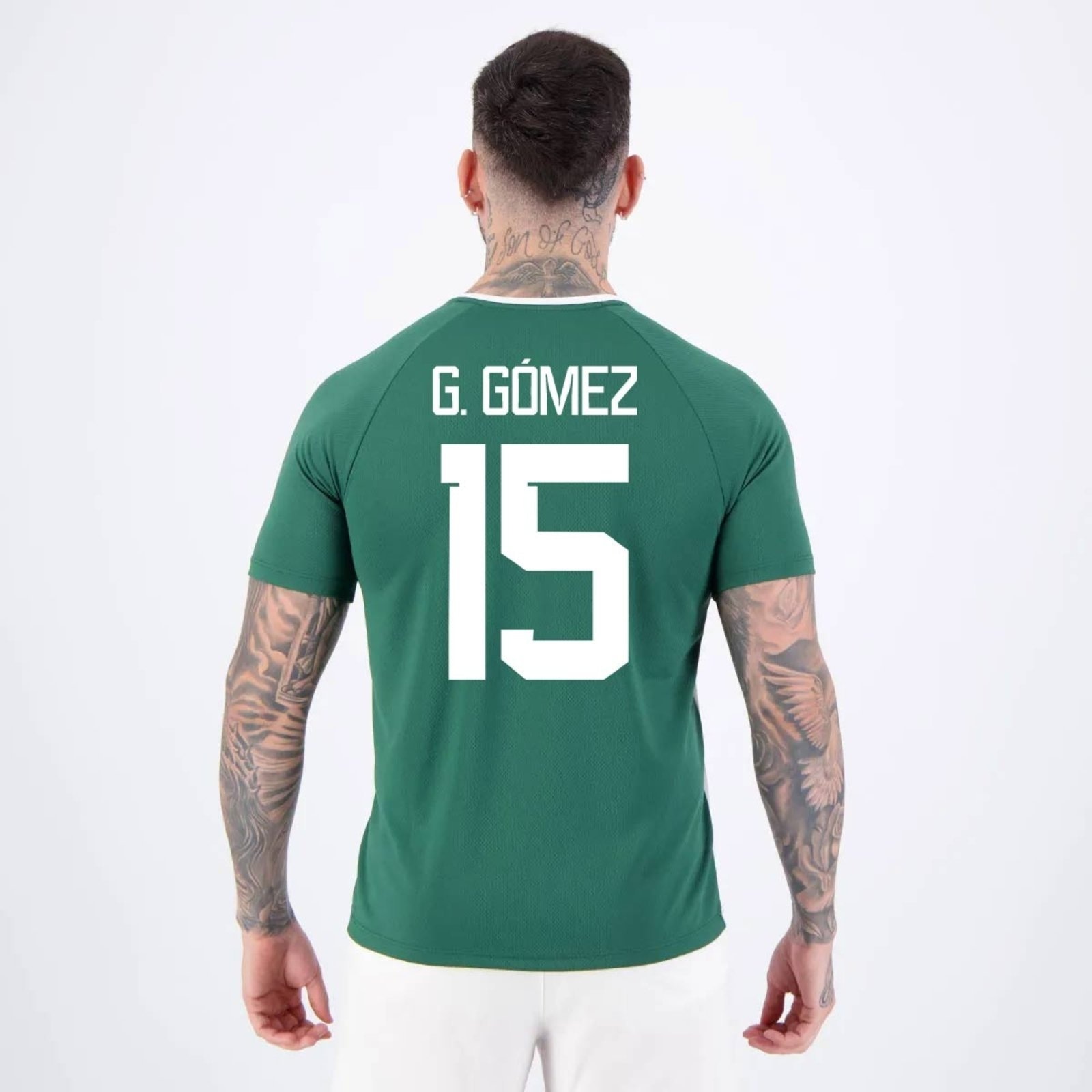 Imagem principal Camisa Palmeiras Alviverde Branca e Verde 15 Gustavo ómez Betel branco verde