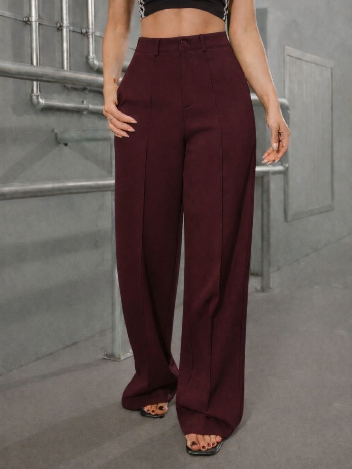 Imagem principal Calça Wide Leg Pantalona Alfaiataria Feminina CKF Wear Marsala CKF Wear vinho