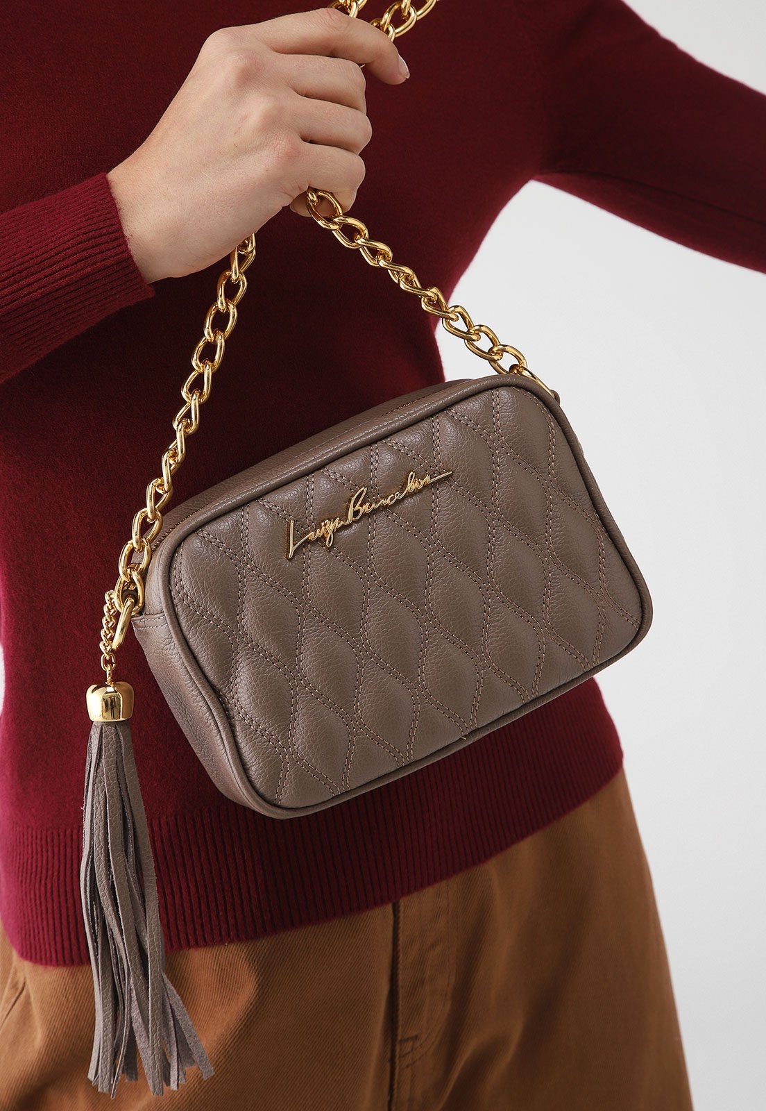 Imagem principal Bolsa Transversal Luiza Barcelos Alça Corrente Luiza Barcelos marrom