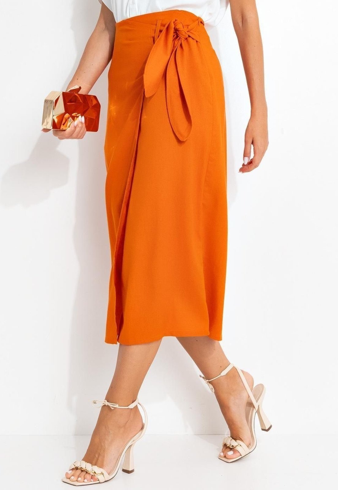 Imagem principal Saia Em Linho Escuro Quintess laranja