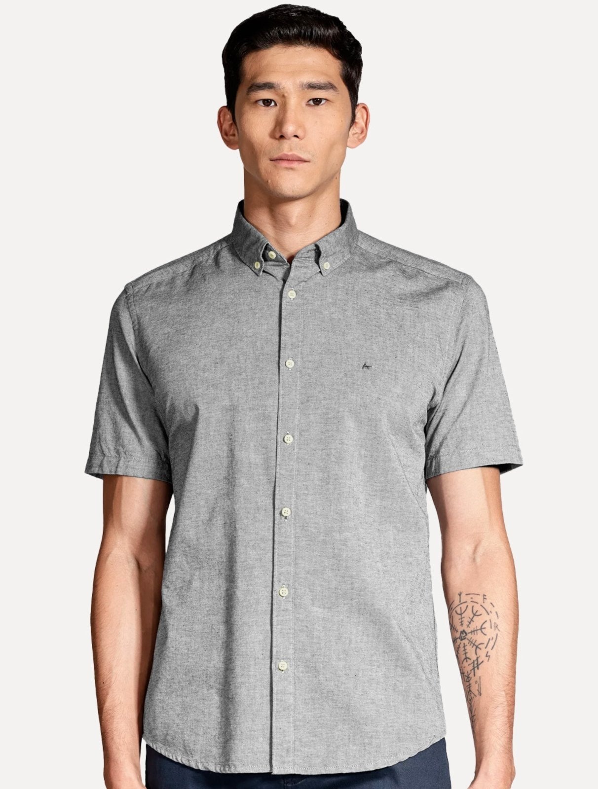 Imagem principal Camisa Aramis Masculina Manga Curta Slim Oxford Planalto Escuro Aramis cinza