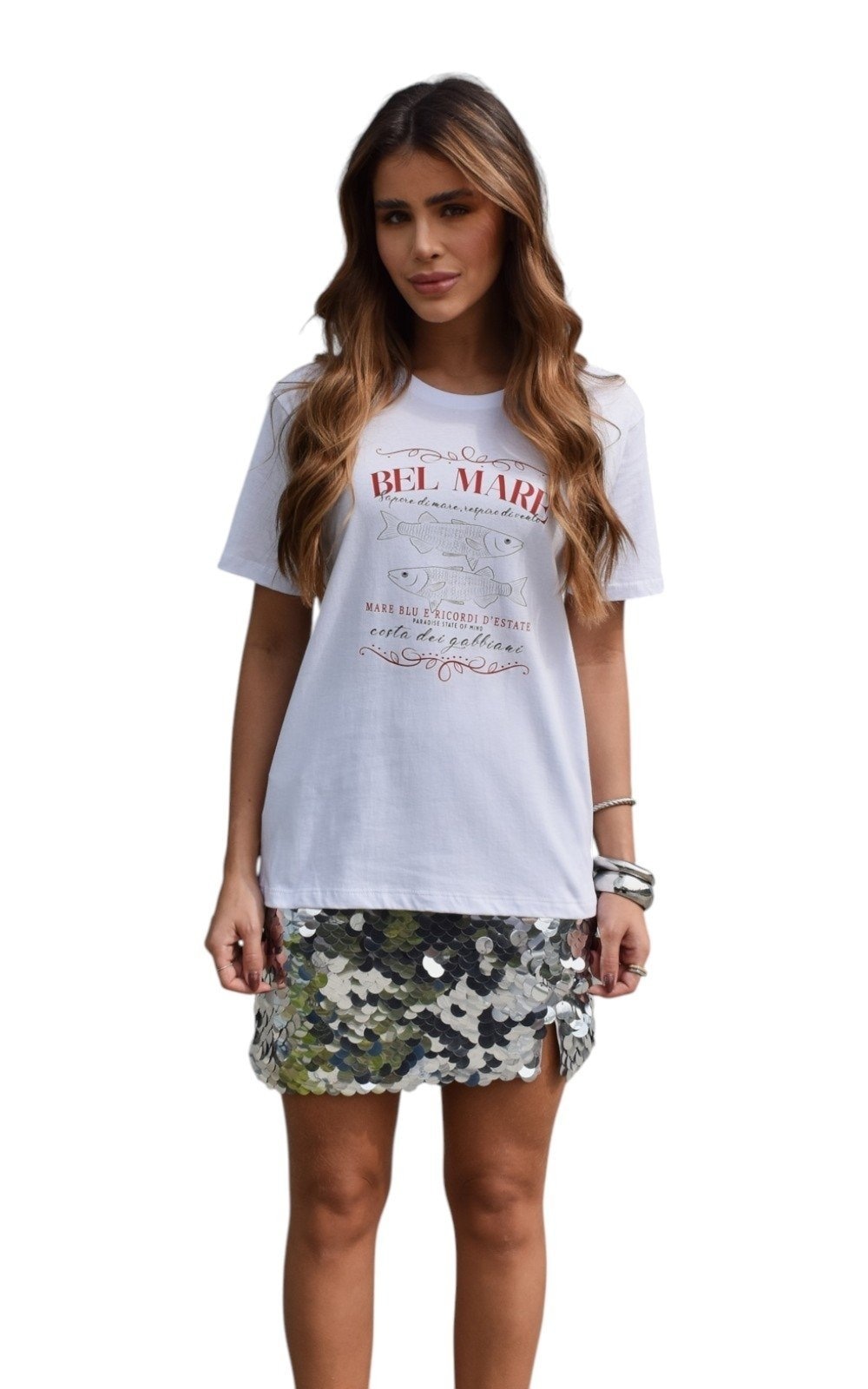 Imagem principal Camiseta Feminina Cianitas Branca Estampa Sardines Bel Mare Cianitas branco