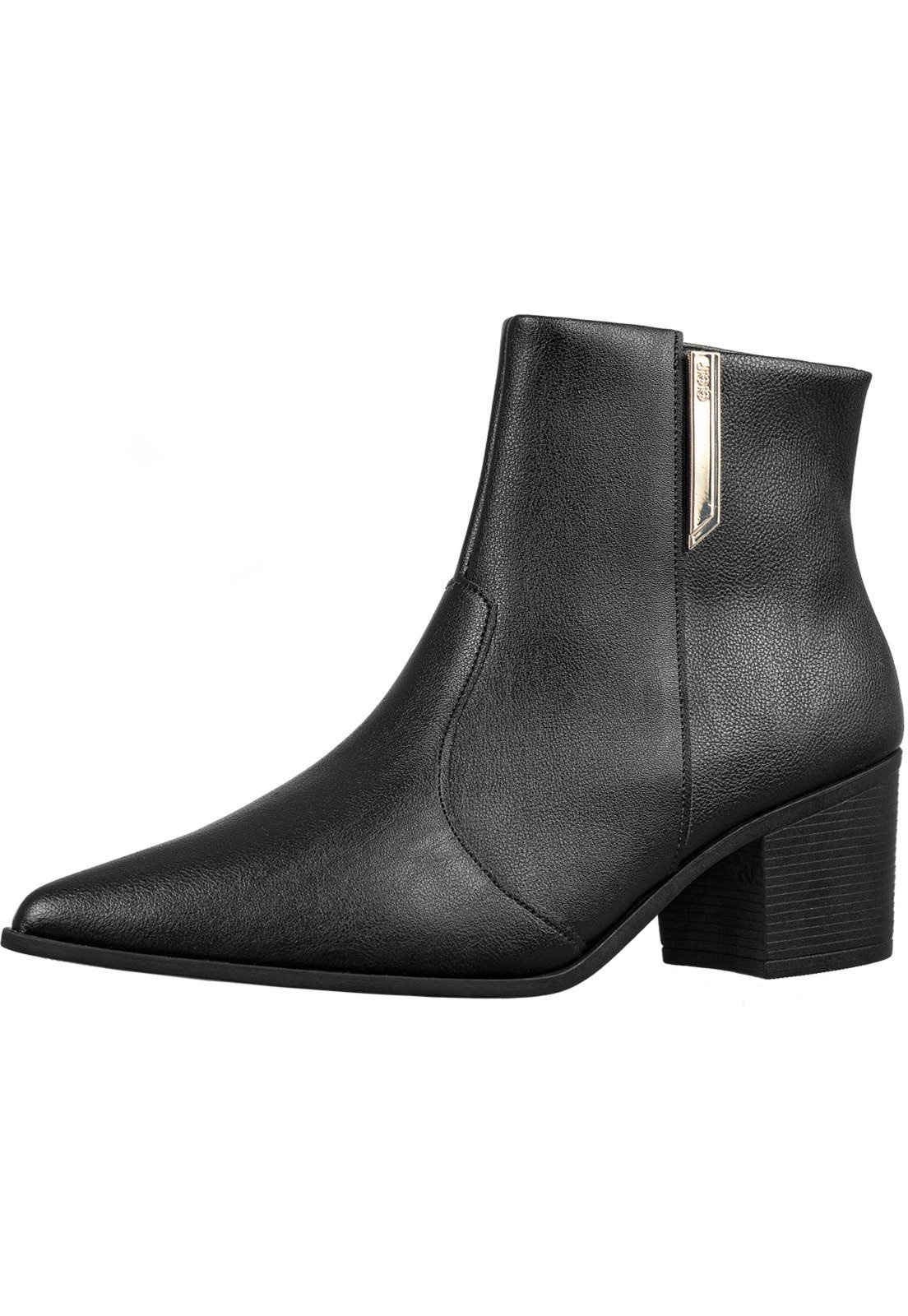 Imagem principal Bota Bico Fino GiGiL Salto Médio Detalhe Lateral Gigil preto