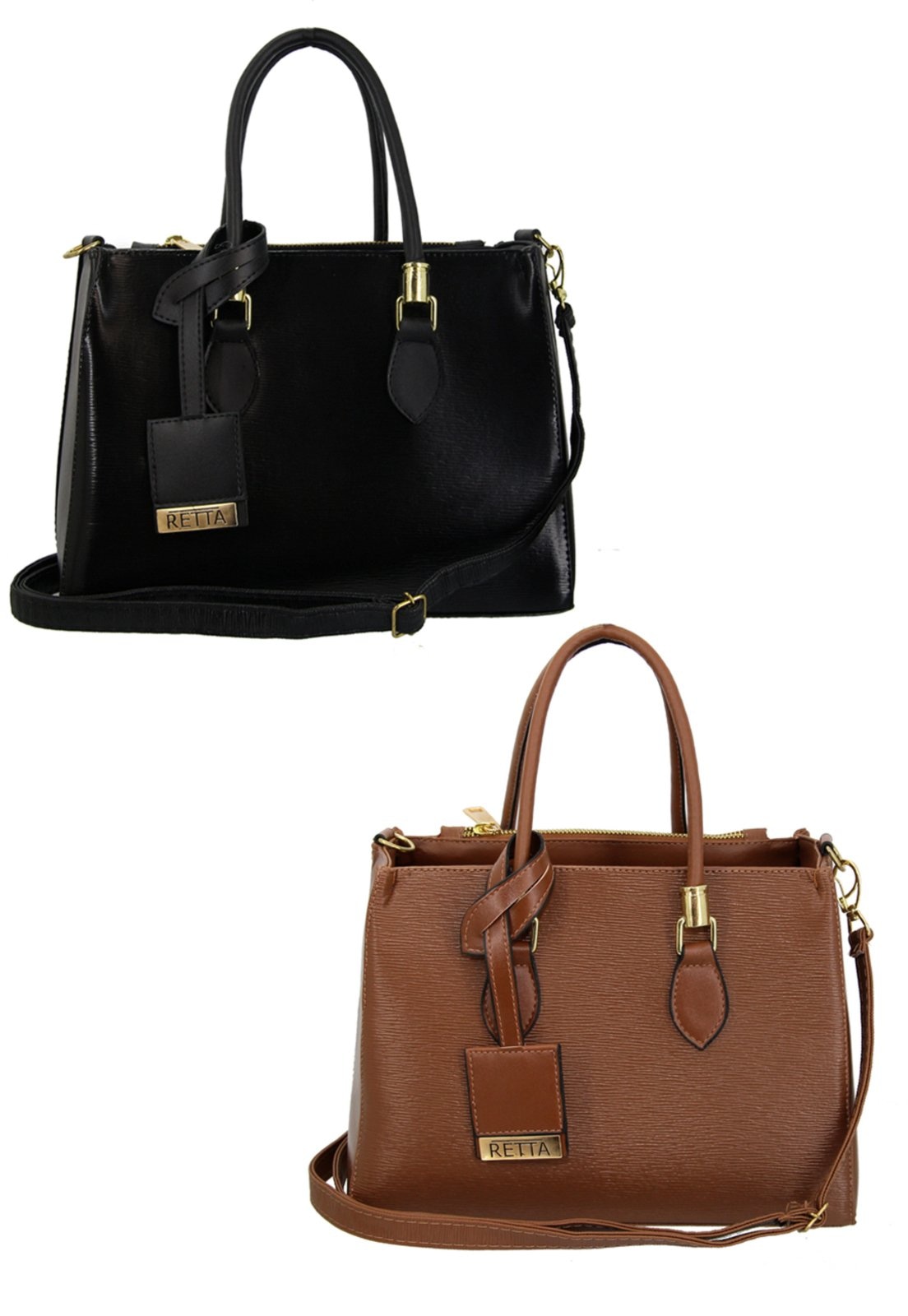 Imagem principal Kit duas bolsas Baú Marrom e Preta Retta Shoes preto