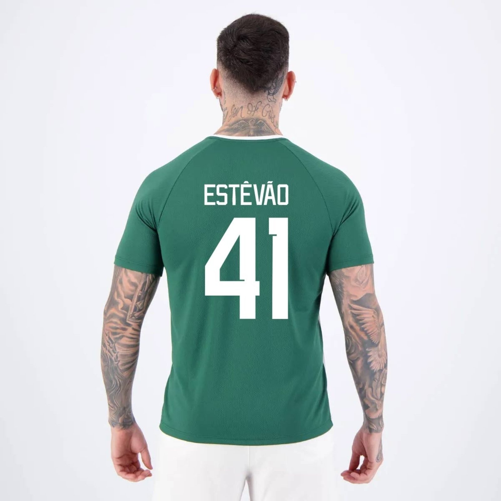 Imagem principal Camisa Palmeiras Estevão 41 Alviverde Branca e Verde Betel branco verde