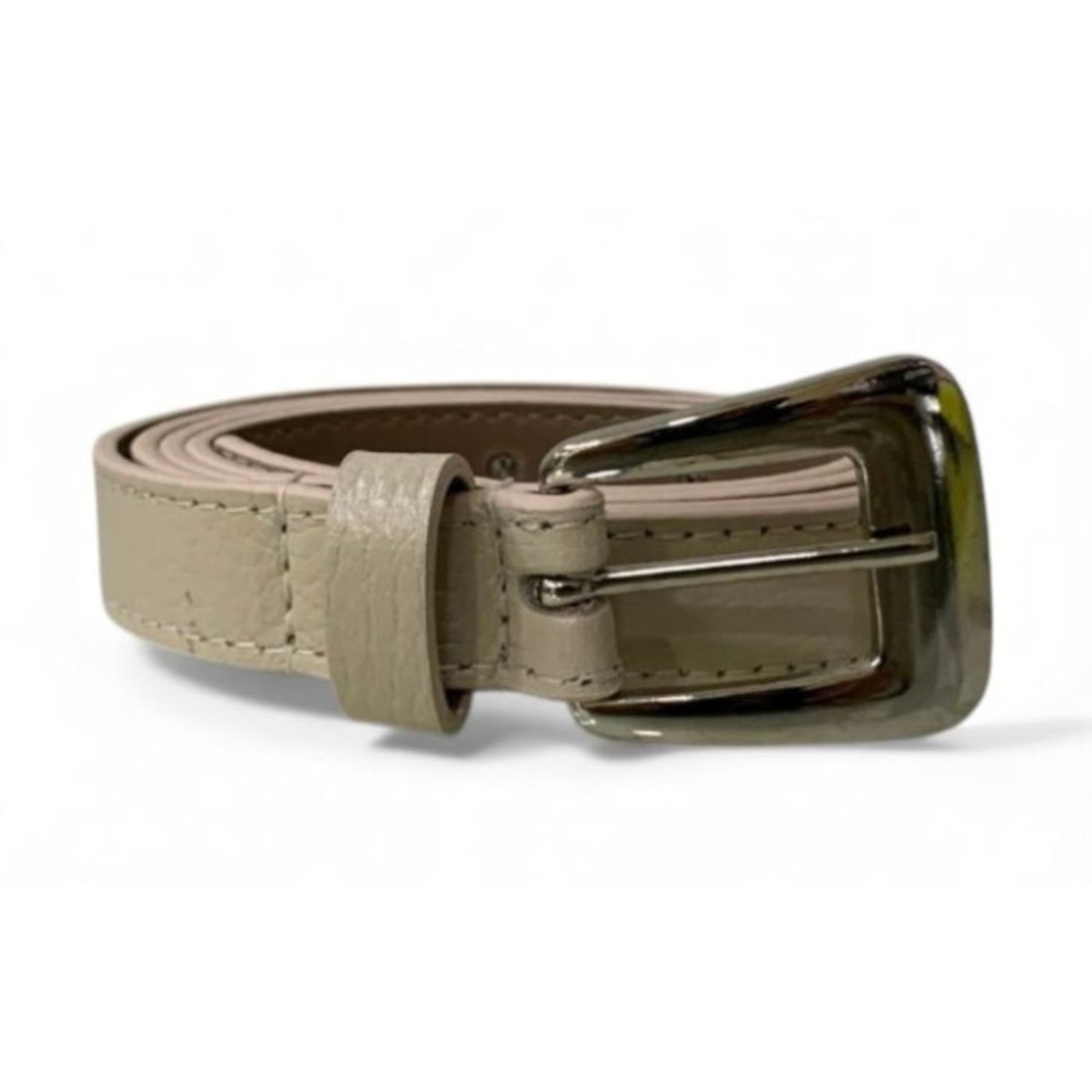 Imagem principal Cinto Feminino em Couro Fivela Prata 005 Off White Mariart off-white white