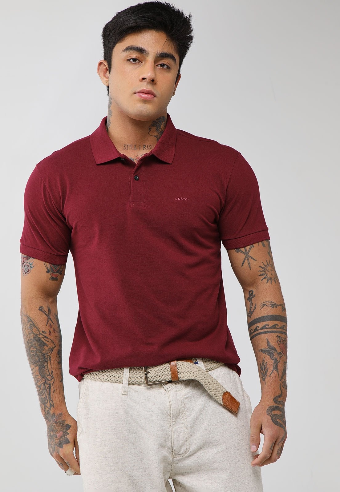 Imagem principal Polo Masculina Colcci Bordado Colcci vinho
