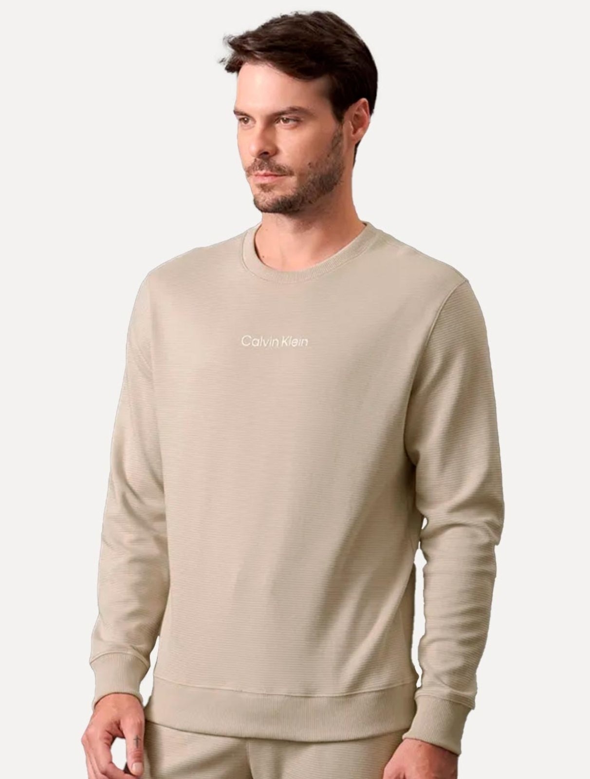 Imagem principal Blusão Calvin Klein Masculino Crewneck Suedine Soft Lounge Claro Calvin Klein cáqui