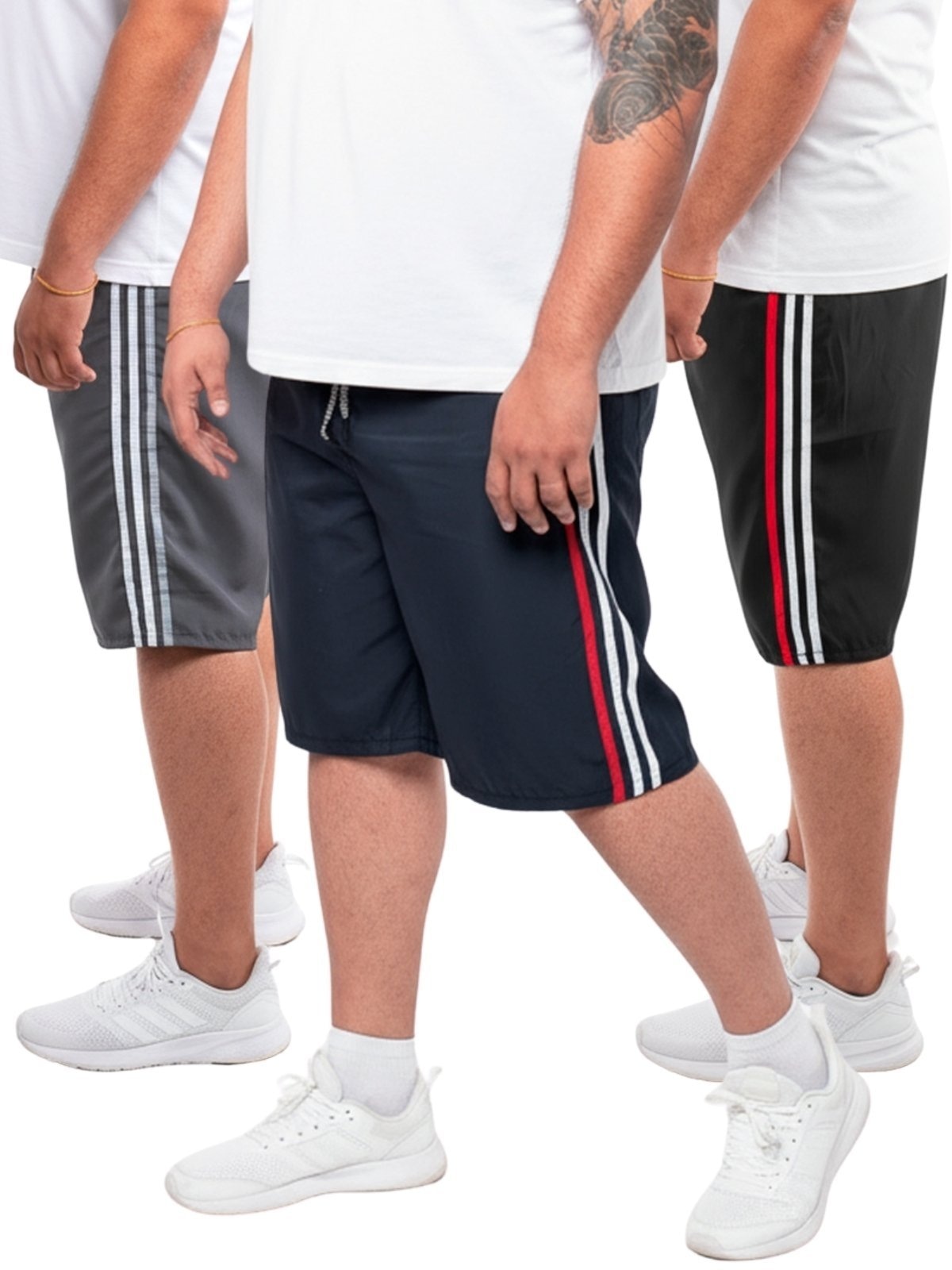 Imagem principal KIT 3 Bermuda Plus Size Frent's Listra Lateral Popular Treino Casual Esporte Frent's azul/azul marinho/cinza/grafite/preto